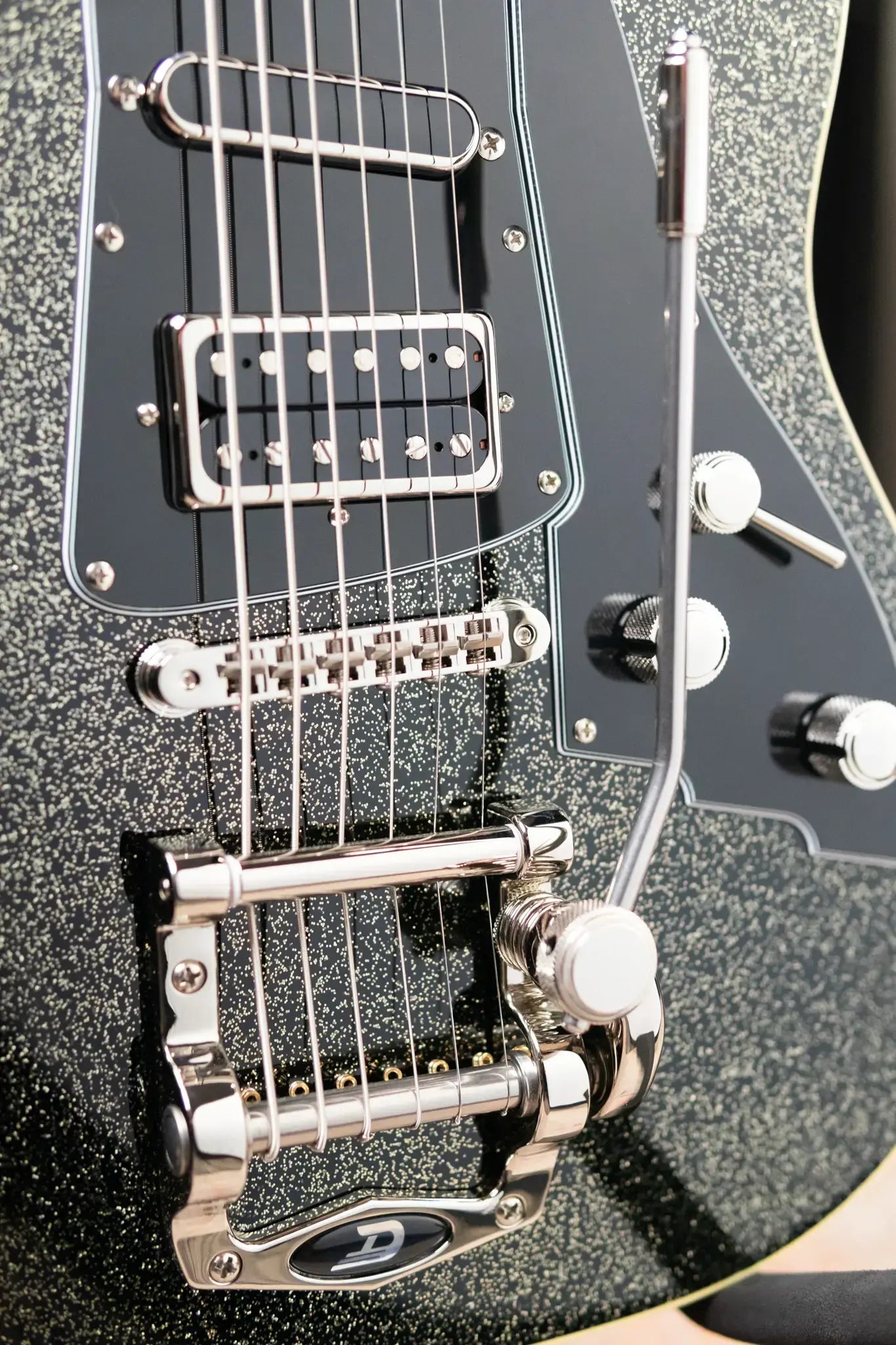 Duesenberg Paloma Baritone Electric Guitar - Black Sparkle with Gig Bag