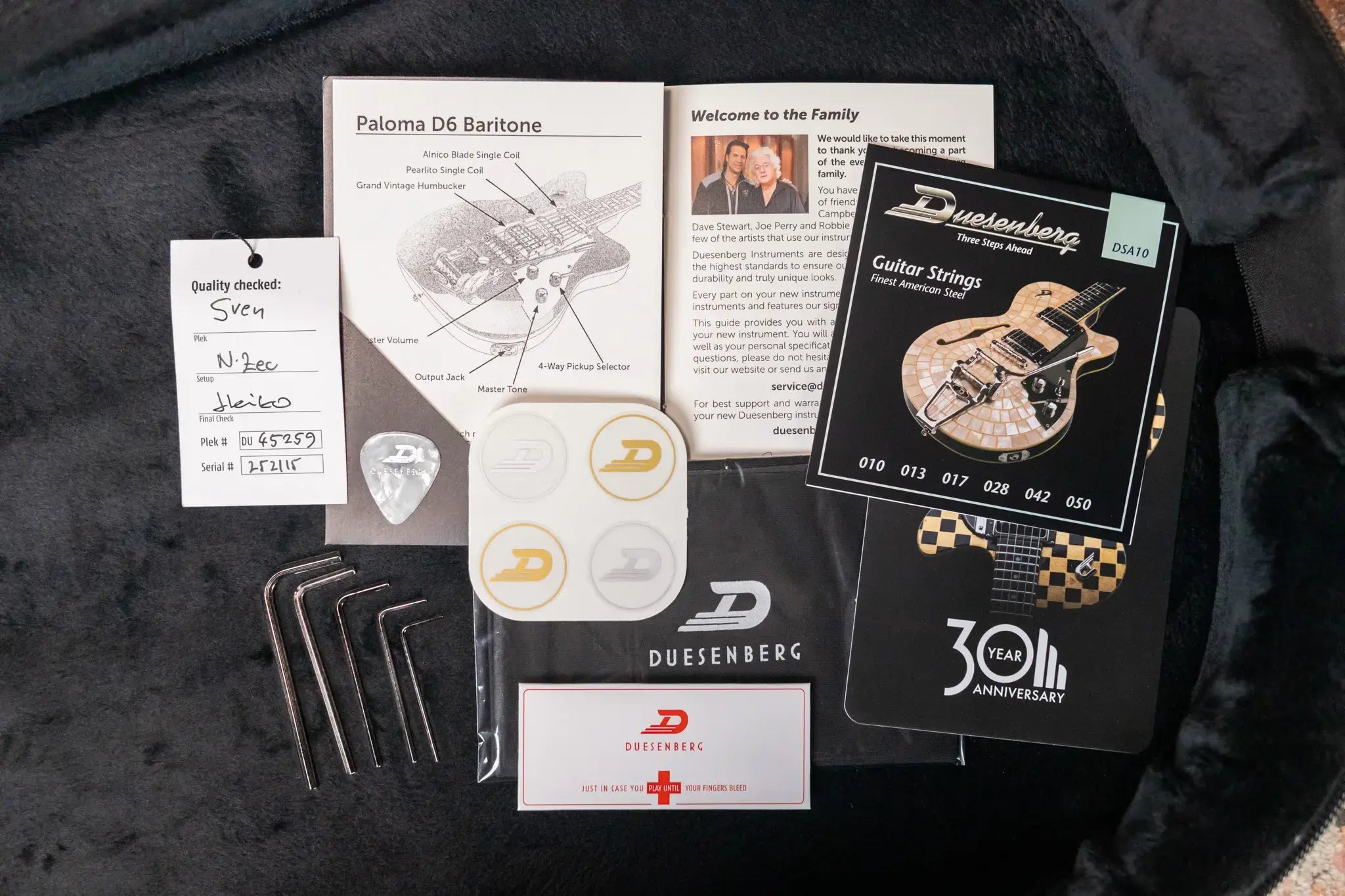 Duesenberg Paloma Baritone Electric Guitar - Black Sparkle with Gig Bag