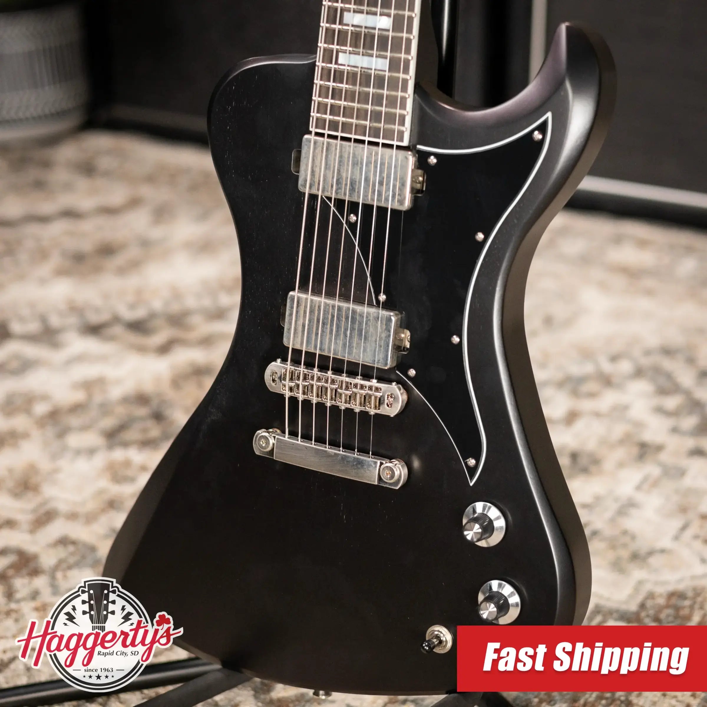Dunable USA R2 7-String Electric Guitar - Black Red Shift with Hardshell Case