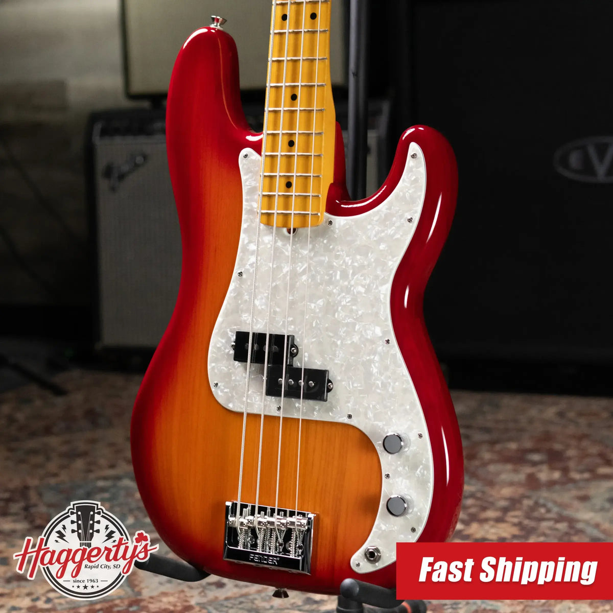 Fender American Professional Precision Bass - Aged Cherry Burst with Hardshell Case