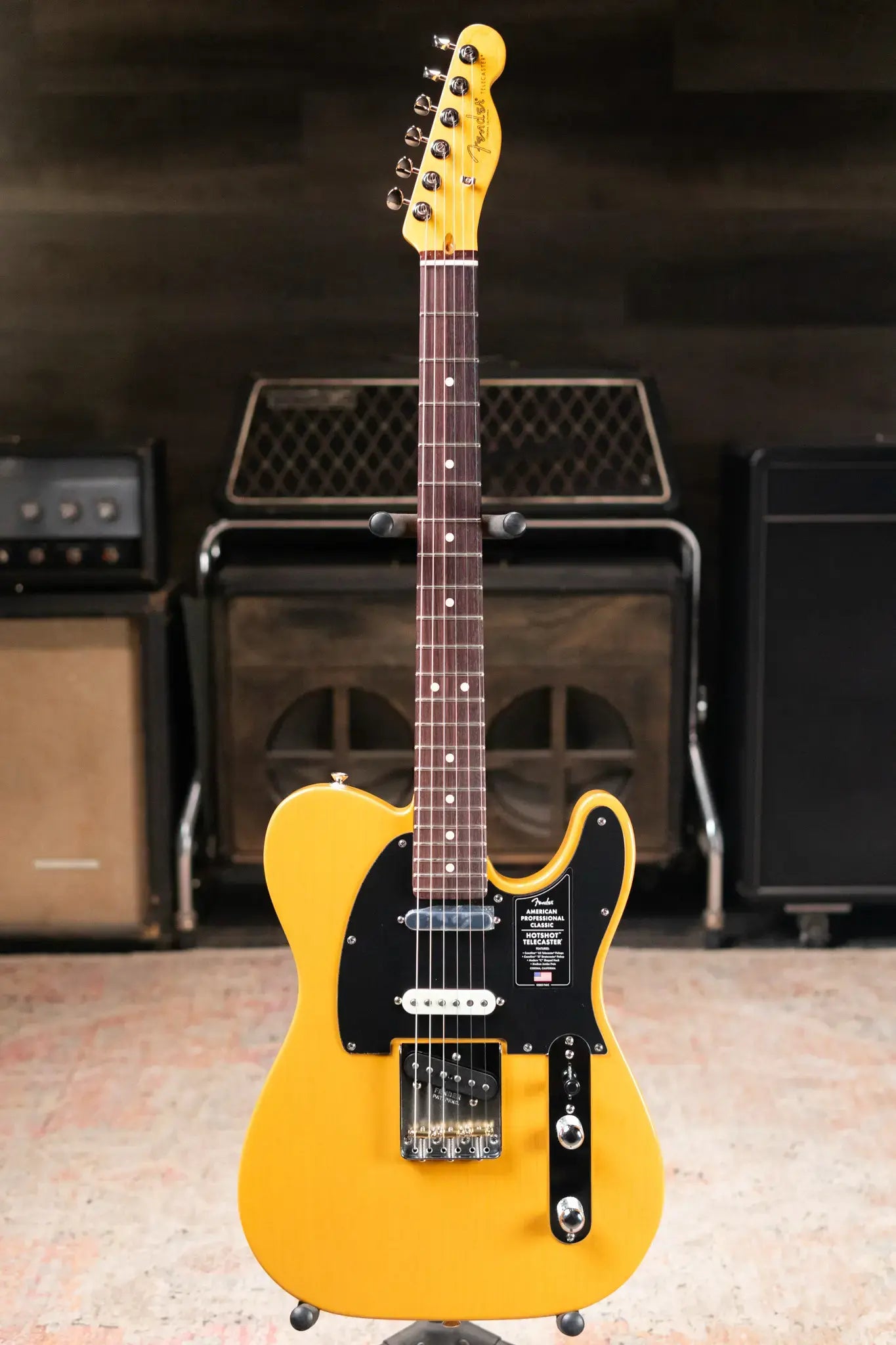 Fender American Professional Classic Hotshot Telecaster Electric Guitar - Butterscotch Blonde with Gig Bag