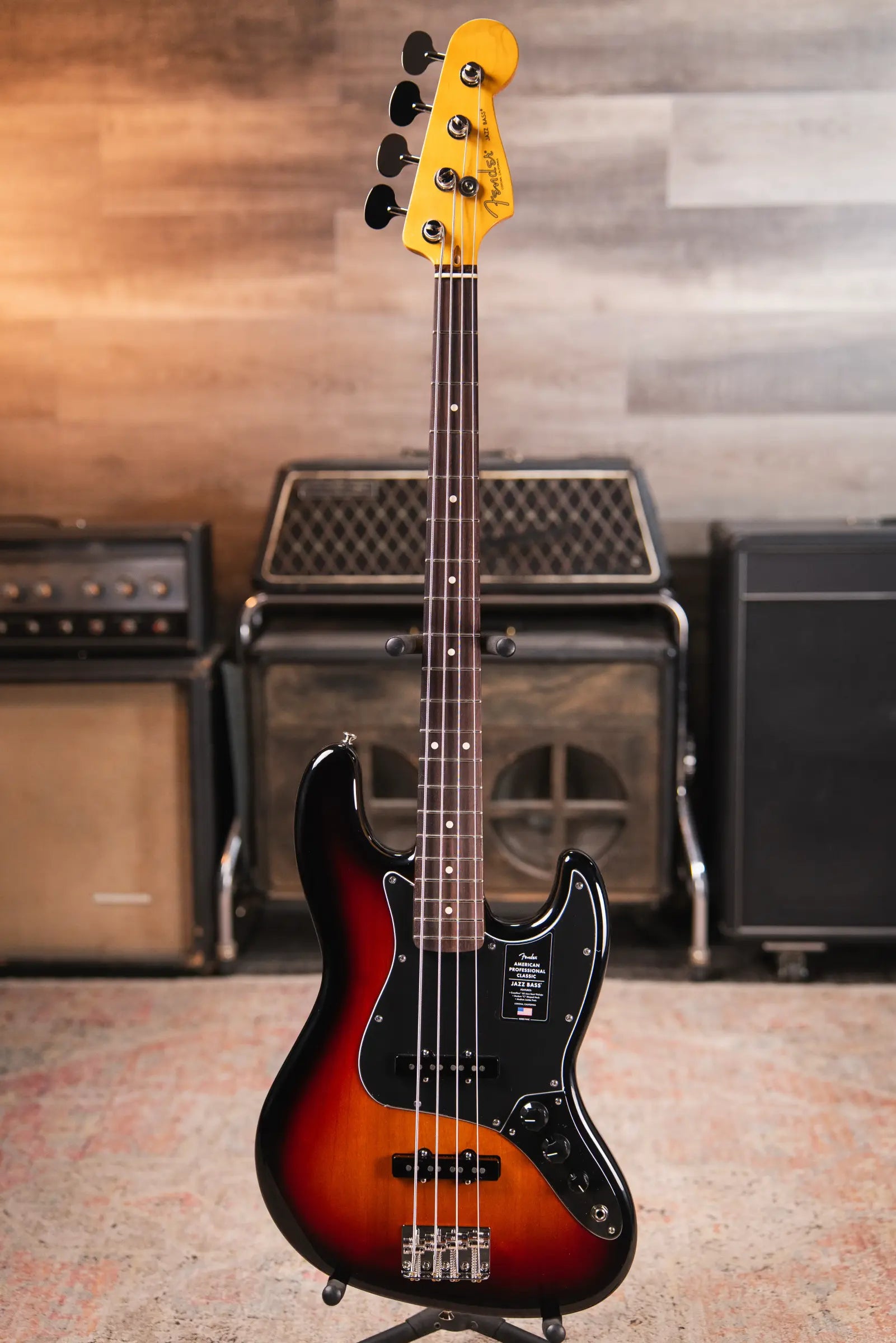 Fender American Professional Classic Jazz Bass - 3-Color Sunburst with Gig Bag