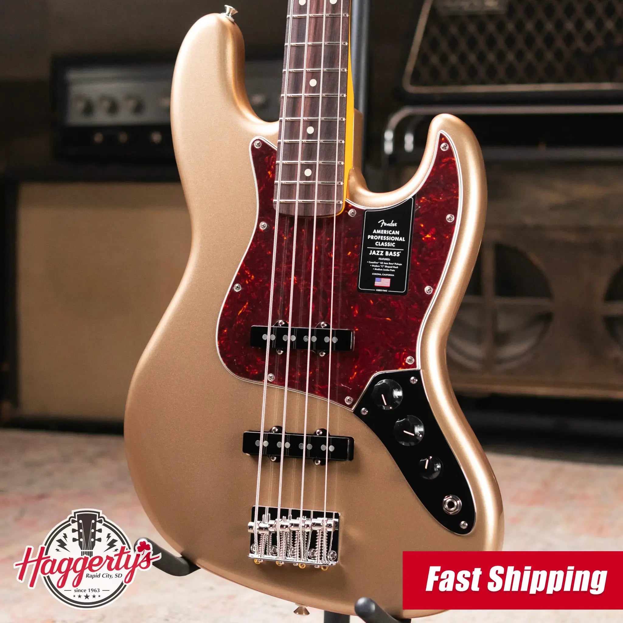Fender American Professional Classic Jazz Bass - Faded Firemist Gold with Gig Bag