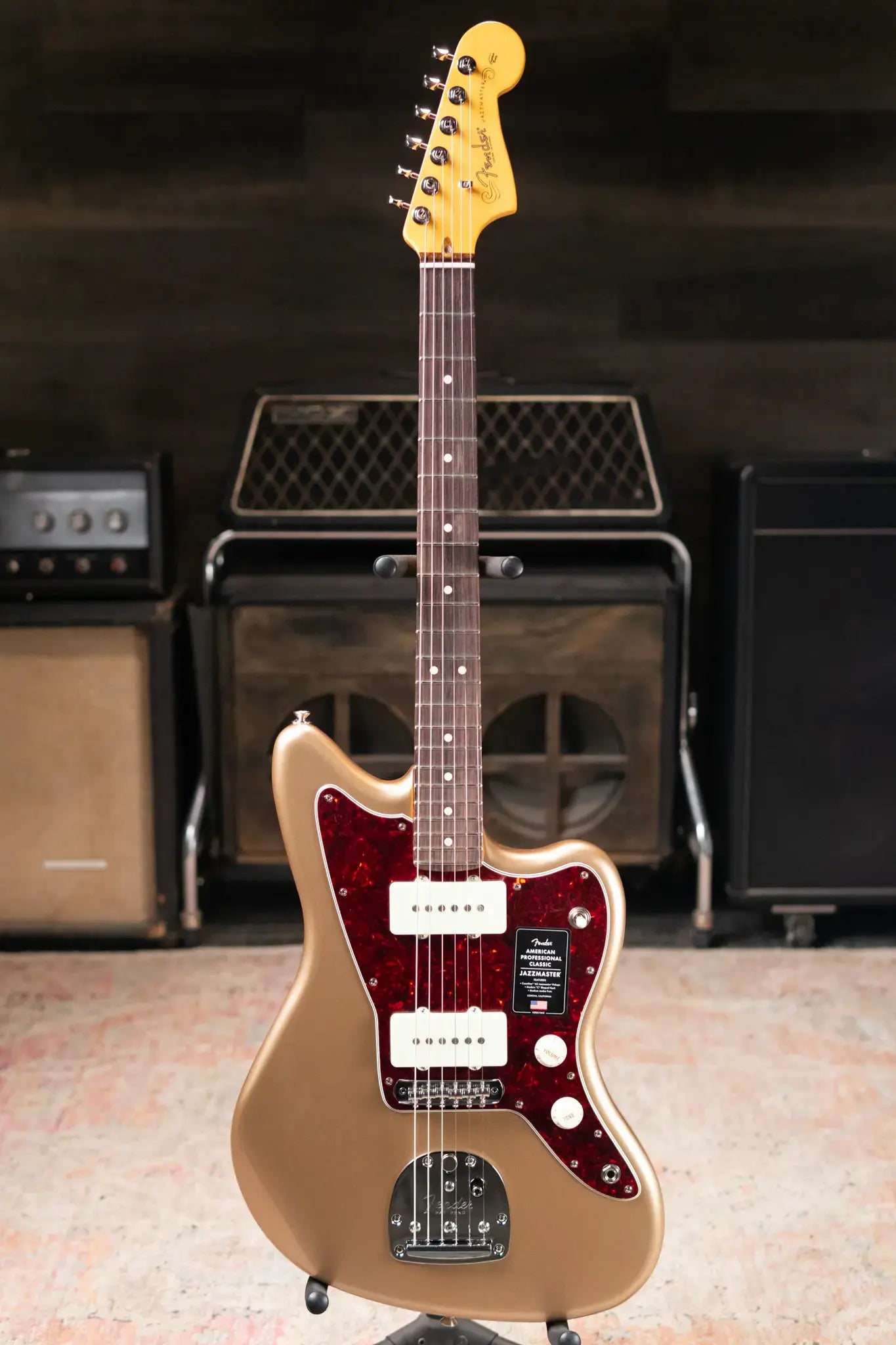 Fender American Professional Classic Jazzmaster Electric Guitar - Faded Firemist Gold with Gig Bag