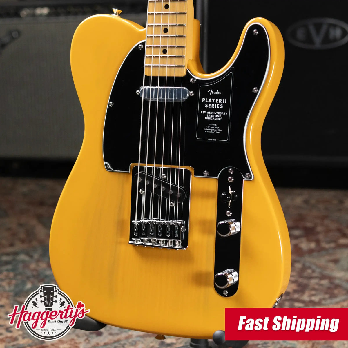 Fender 75th Anniversary Player II Baritone Telecaster Electric Guitar - Butterscotch Blonde