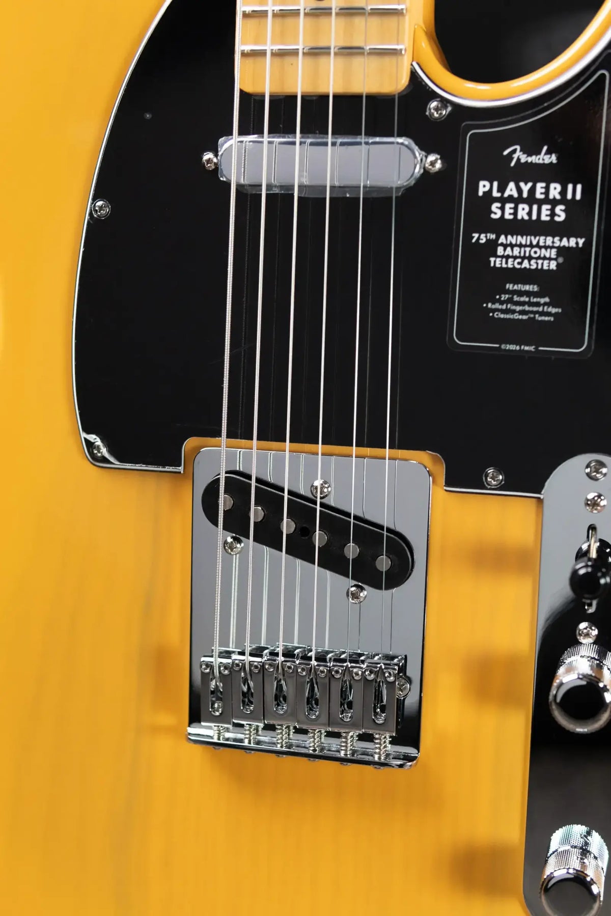 Fender 75th Anniversary Player II Baritone Telecaster Electric Guitar - Butterscotch Blonde