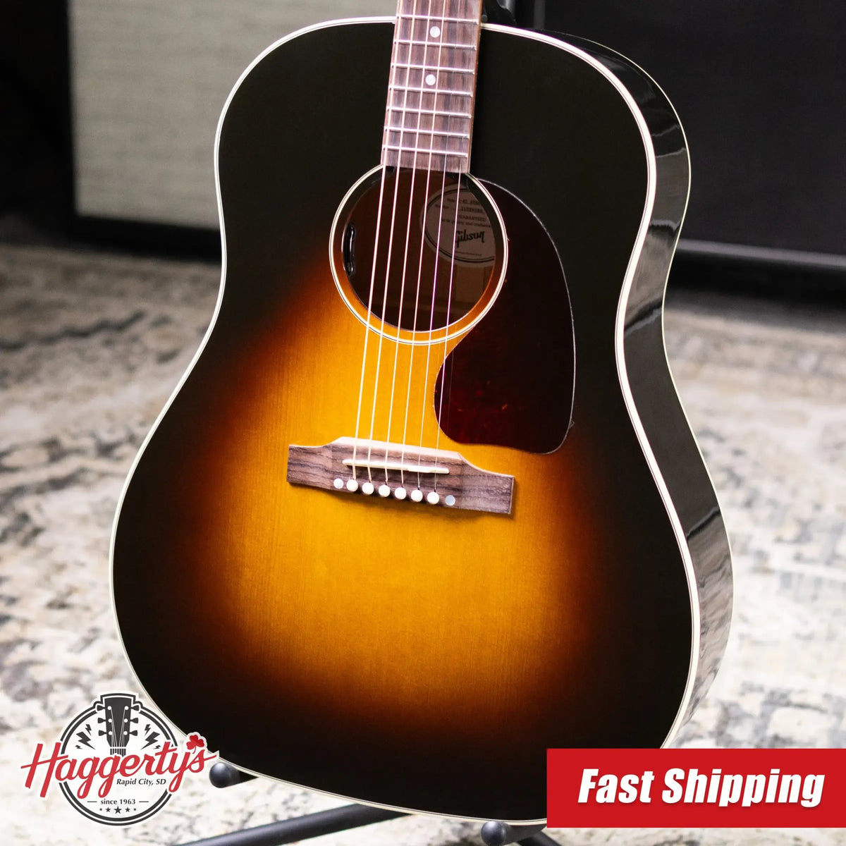 Gibson J-45 Standard HiFi DNA Acoustic/Electric Guitar - Vintage Sunburst with Hardshell Case