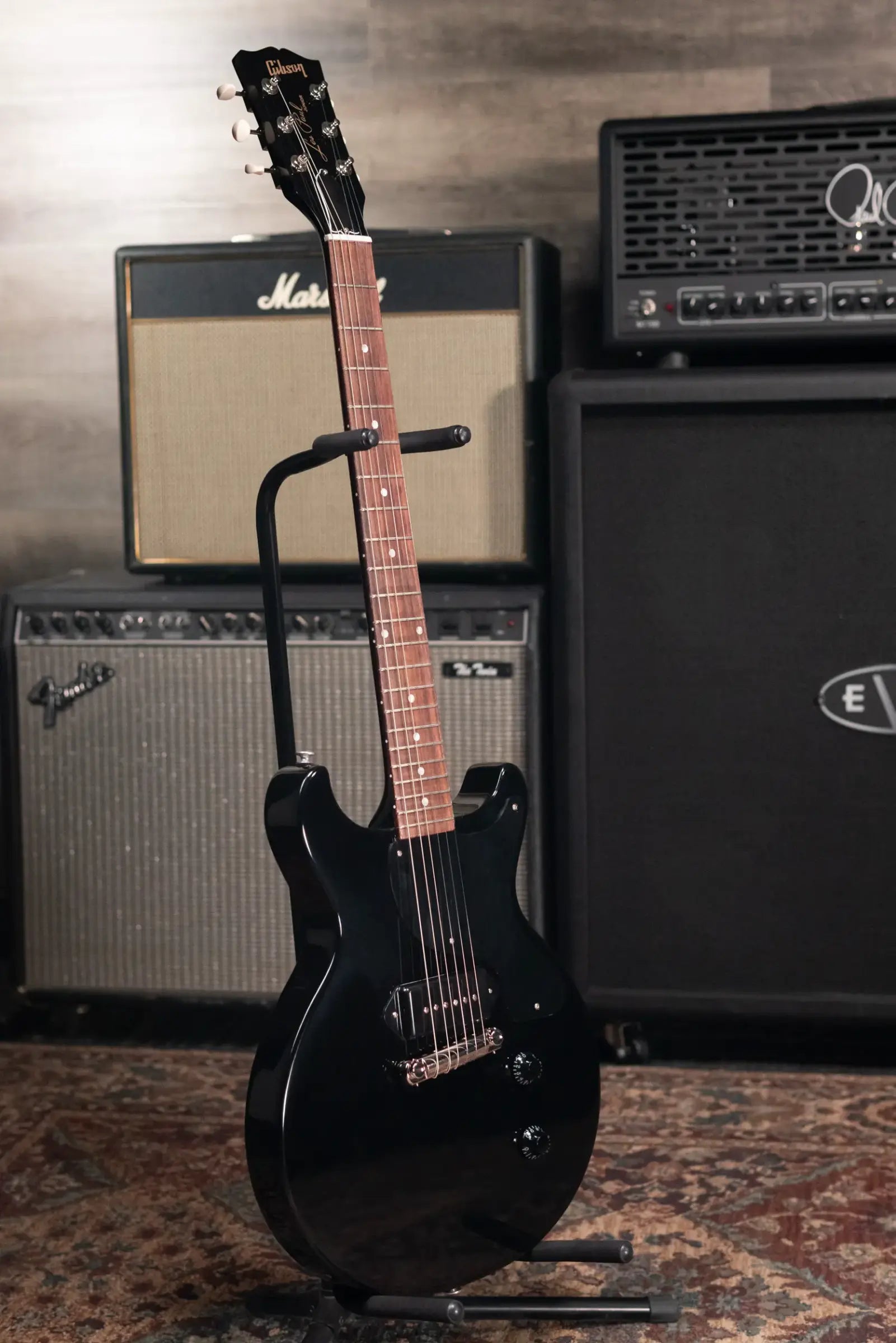 Gibson Les Paul Junior Double Cut Electric Guitar - Ebony with Hardshell Case