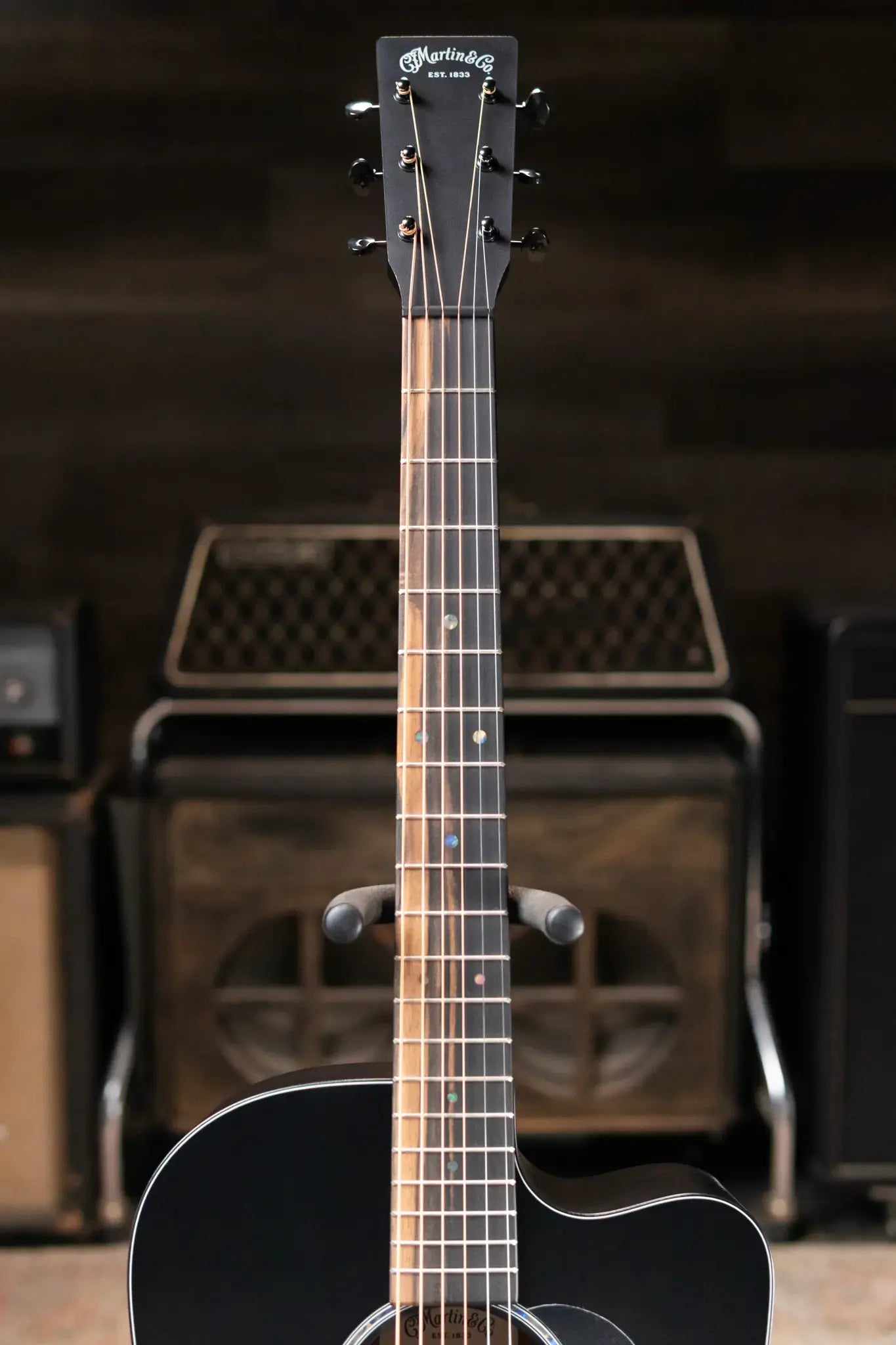 Martin DC-10E Modern Dreadnought Acoustic/Electric Guitar - Black with Gig Bag