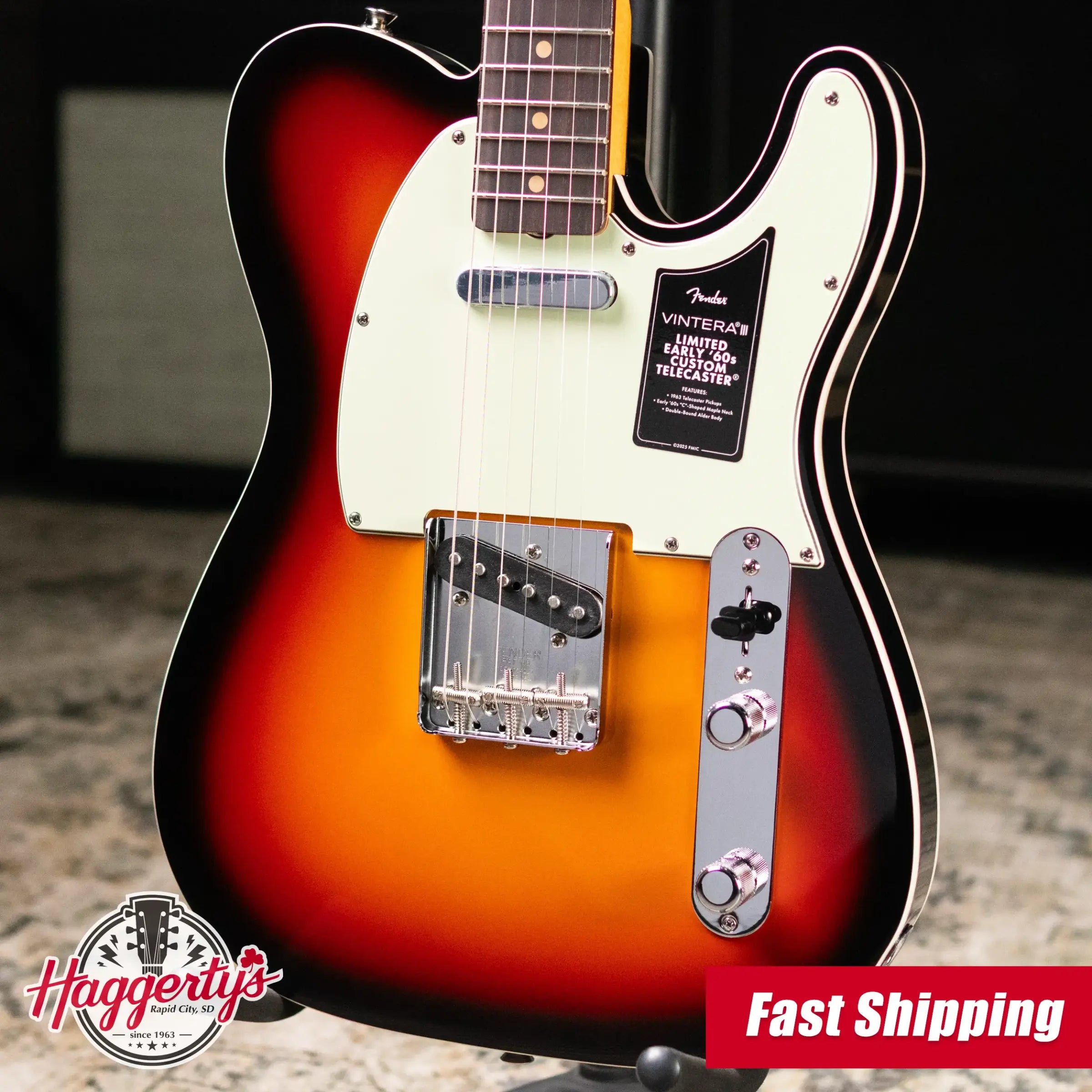 Fender Limited Edition Vintera III Early '60s Custom Telecaster Electric Guitar - 3-Color Sunburst with Gig Bag