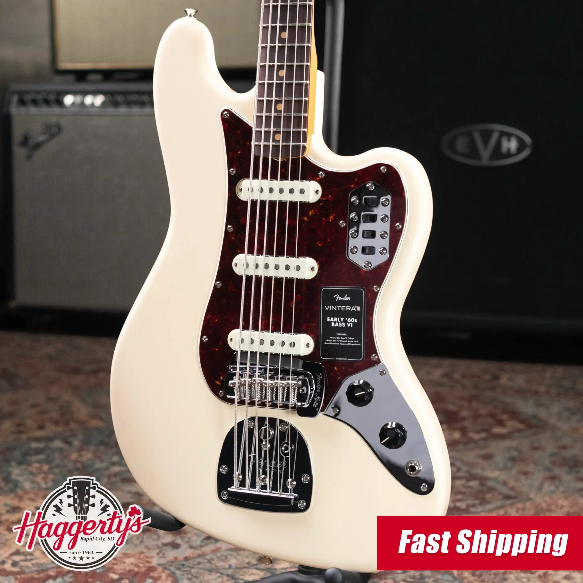 Fender Vintera III Early '60s Bass VI - Olympic White with Gig Bag