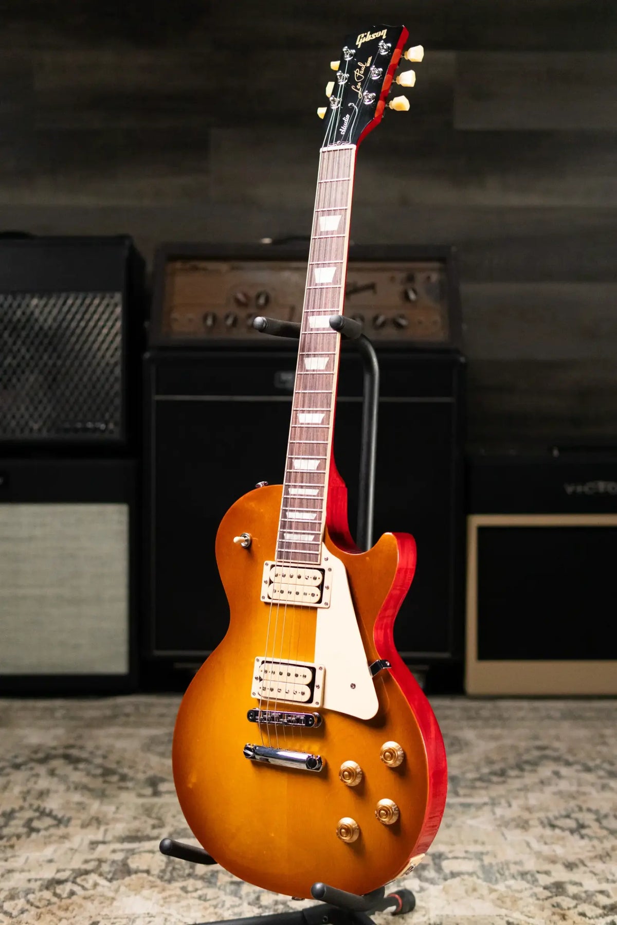 Gibson Les Paul Studio Double Trouble Electric Guitar - Dirty Lemon Burst/Cherry Back with Gig Bag