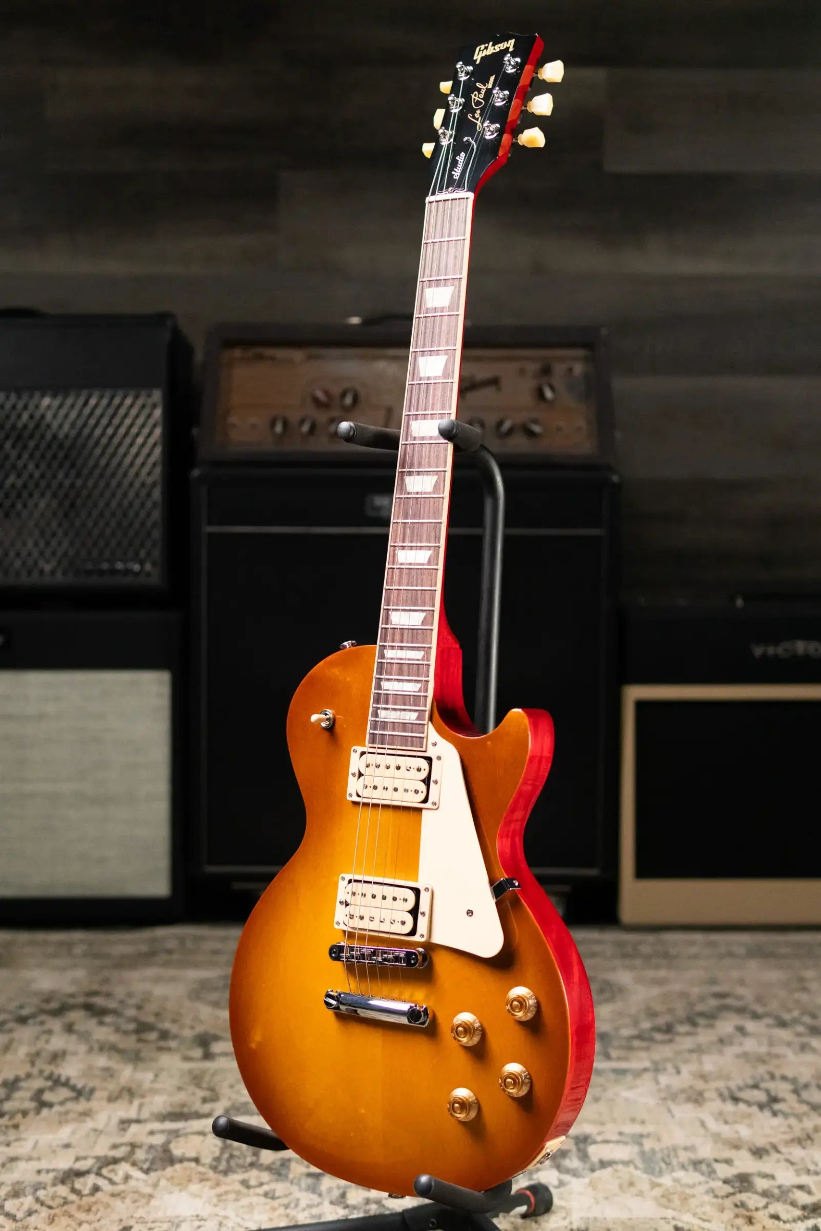 Gibson Les Paul Studio Double Trouble Electric Guitar - Dirty Lemon Burst/Cherry Back with Gig Bag