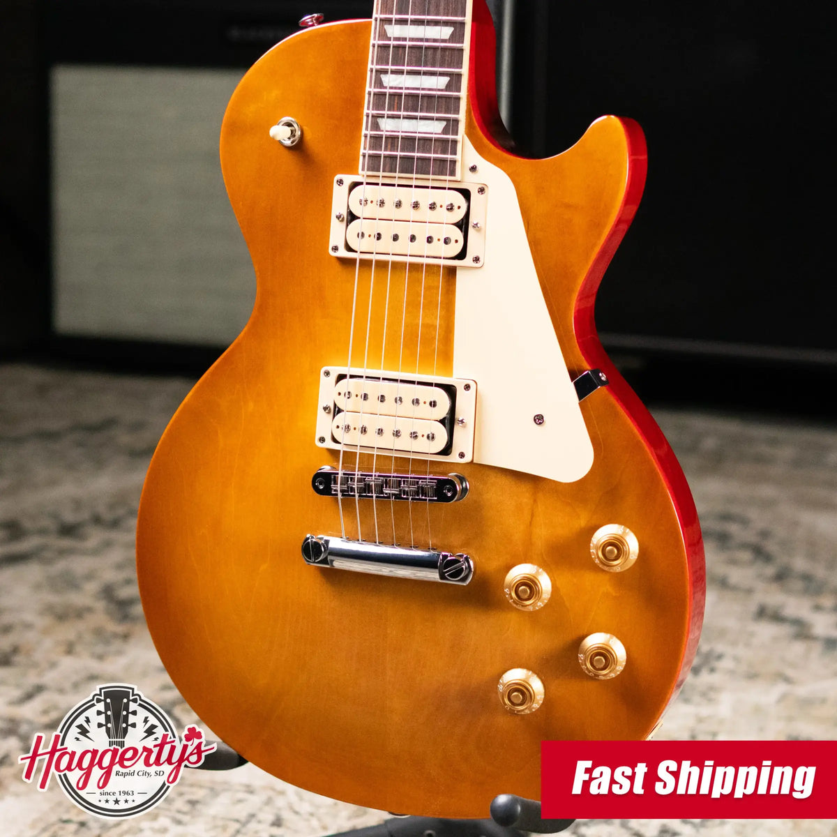 Gibson Les Paul Studio Double Trouble Electric Guitar - Dirty Lemon Burst/Cherry Back with Gig Bag