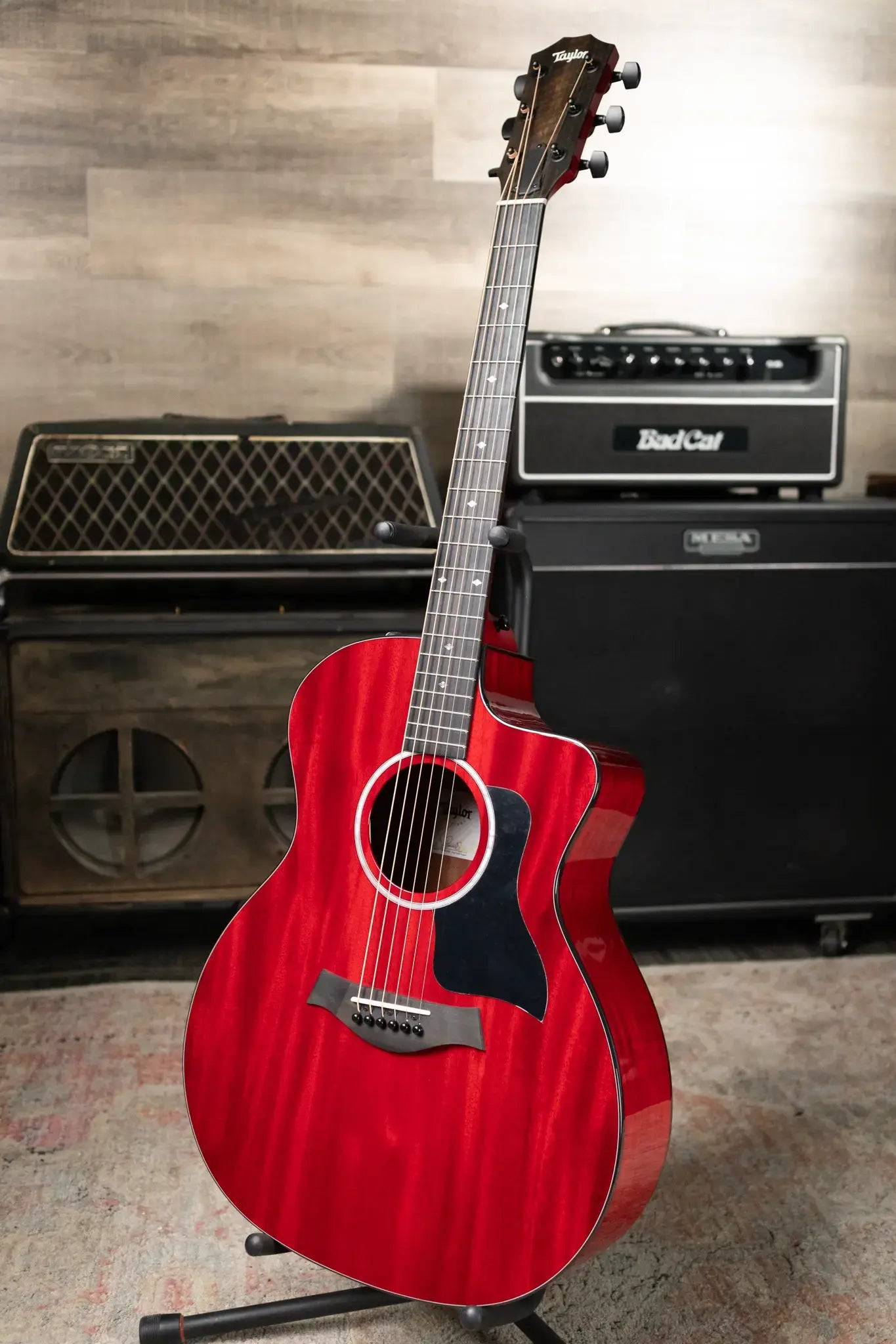 Taylor 224ce Plus Special Edition Grand Auditorium Acoustic/Electric Guitar - Trans Red Top with Aerocase