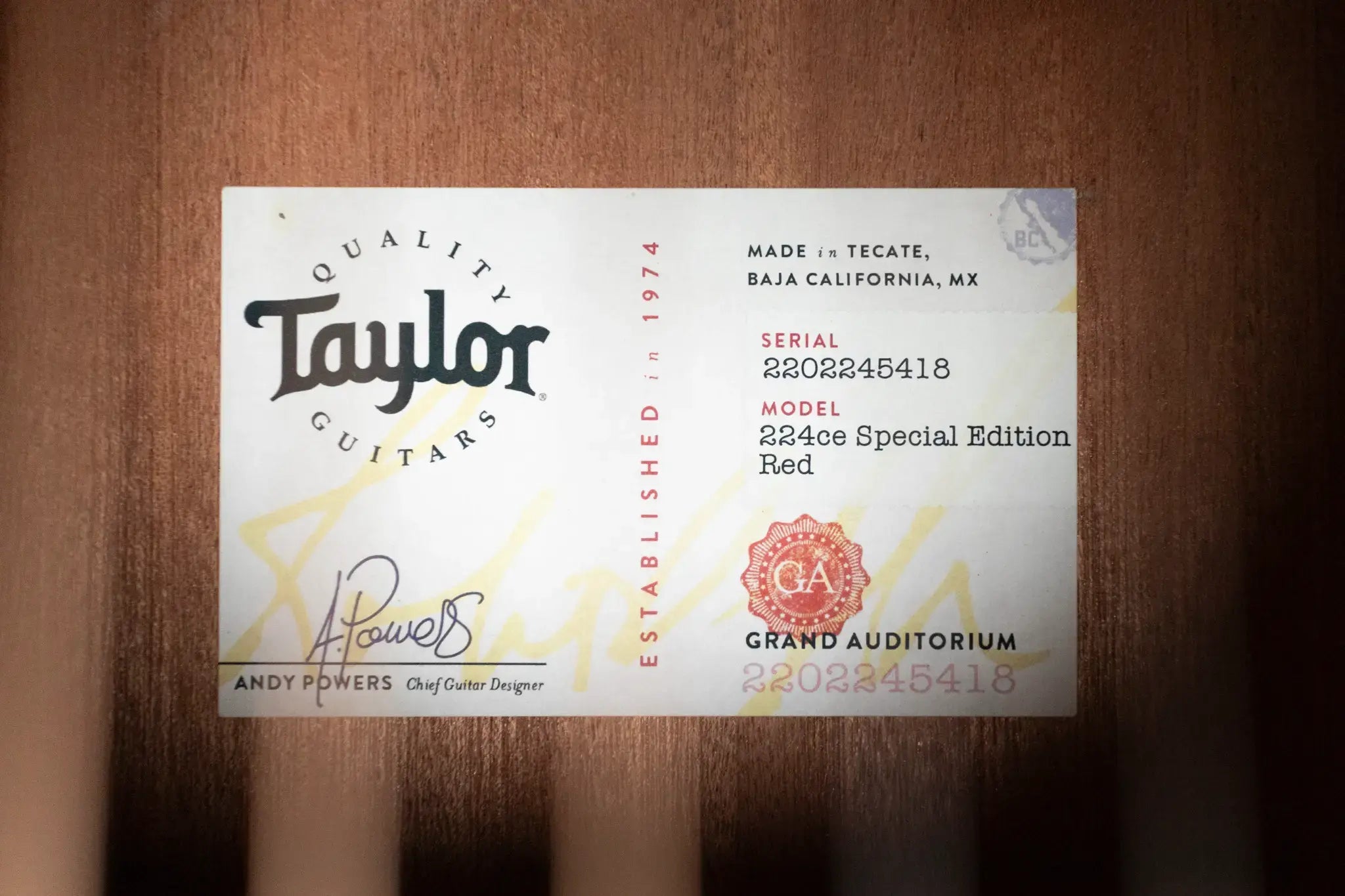 Taylor 224ce Plus Special Edition Grand Auditorium Acoustic/Electric Guitar - Trans Red Top with Aerocase