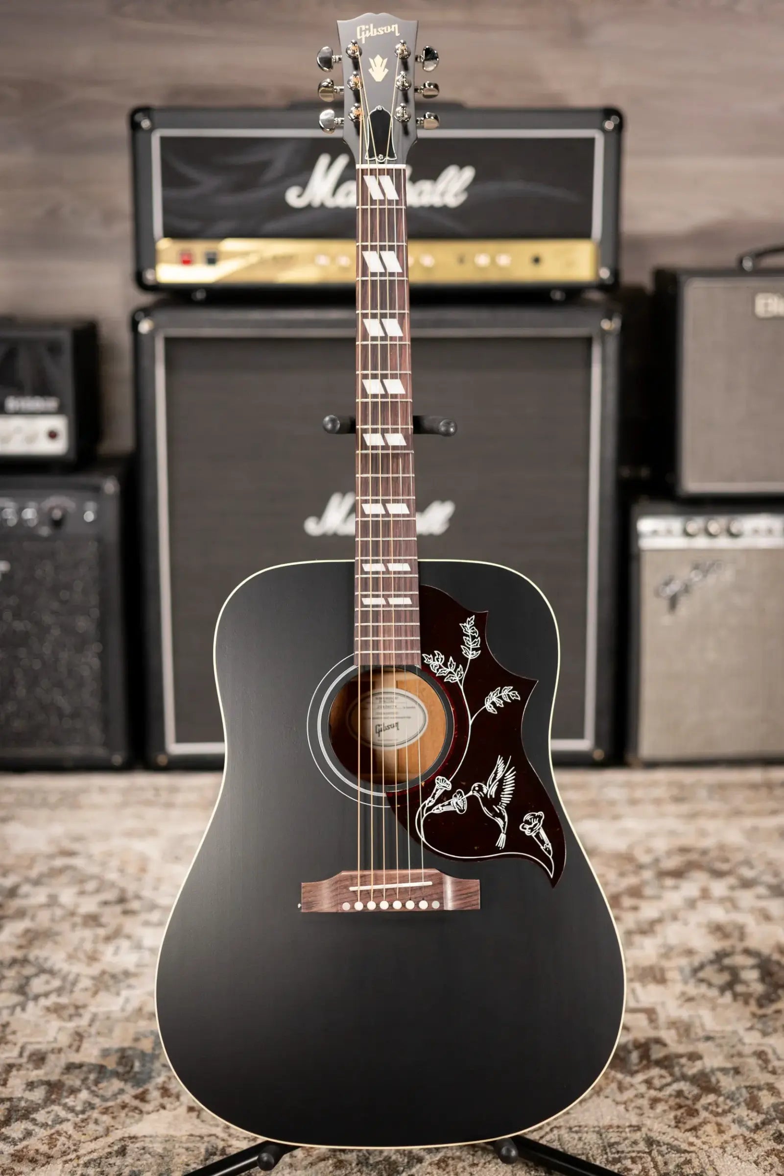Gibson Hummingbird Special Dreadnought Acoustic/Electric Guitar - Ebony Satin with Gig Bag