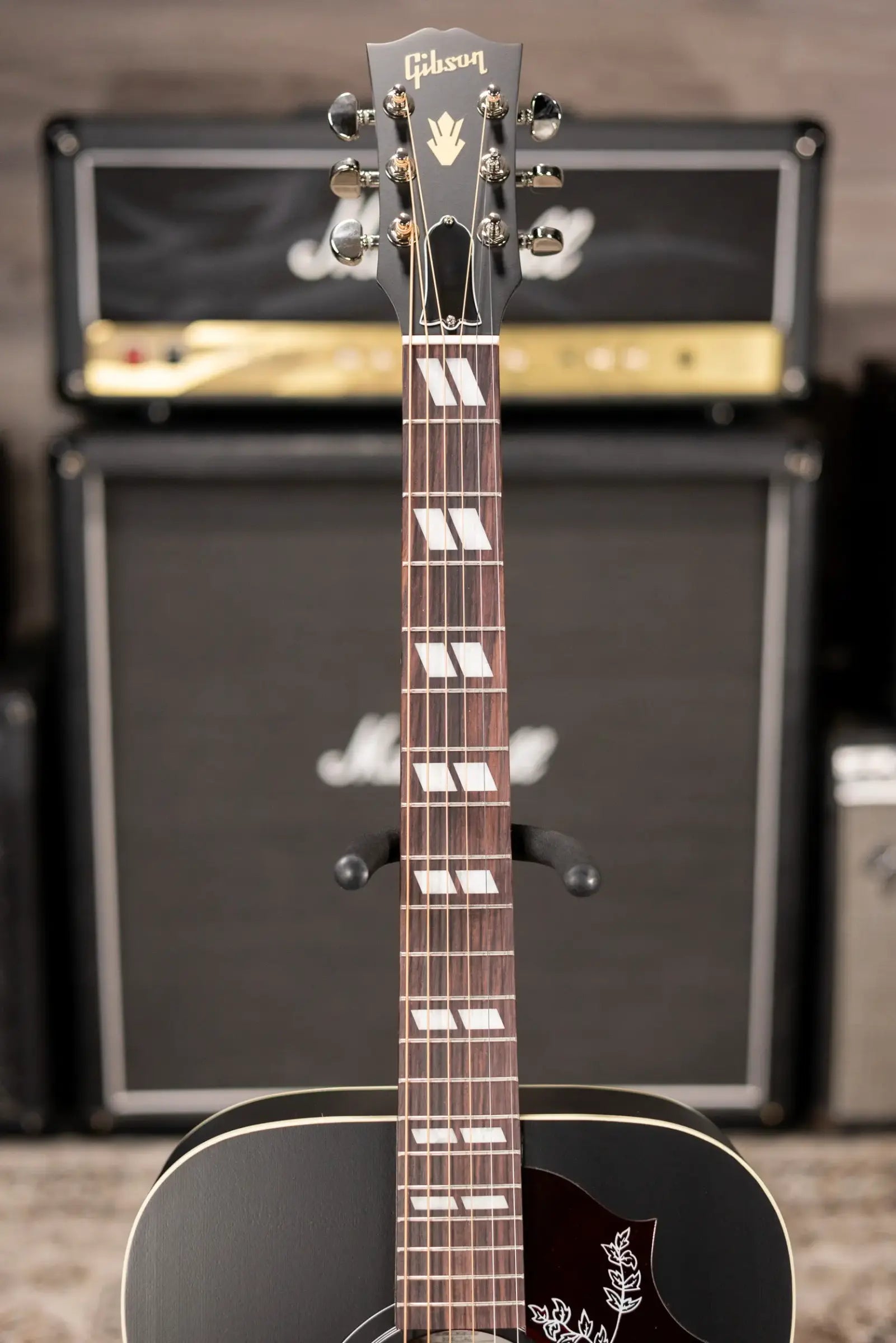 Gibson Hummingbird Special Dreadnought Acoustic/Electric Guitar - Ebony Satin with Gig Bag