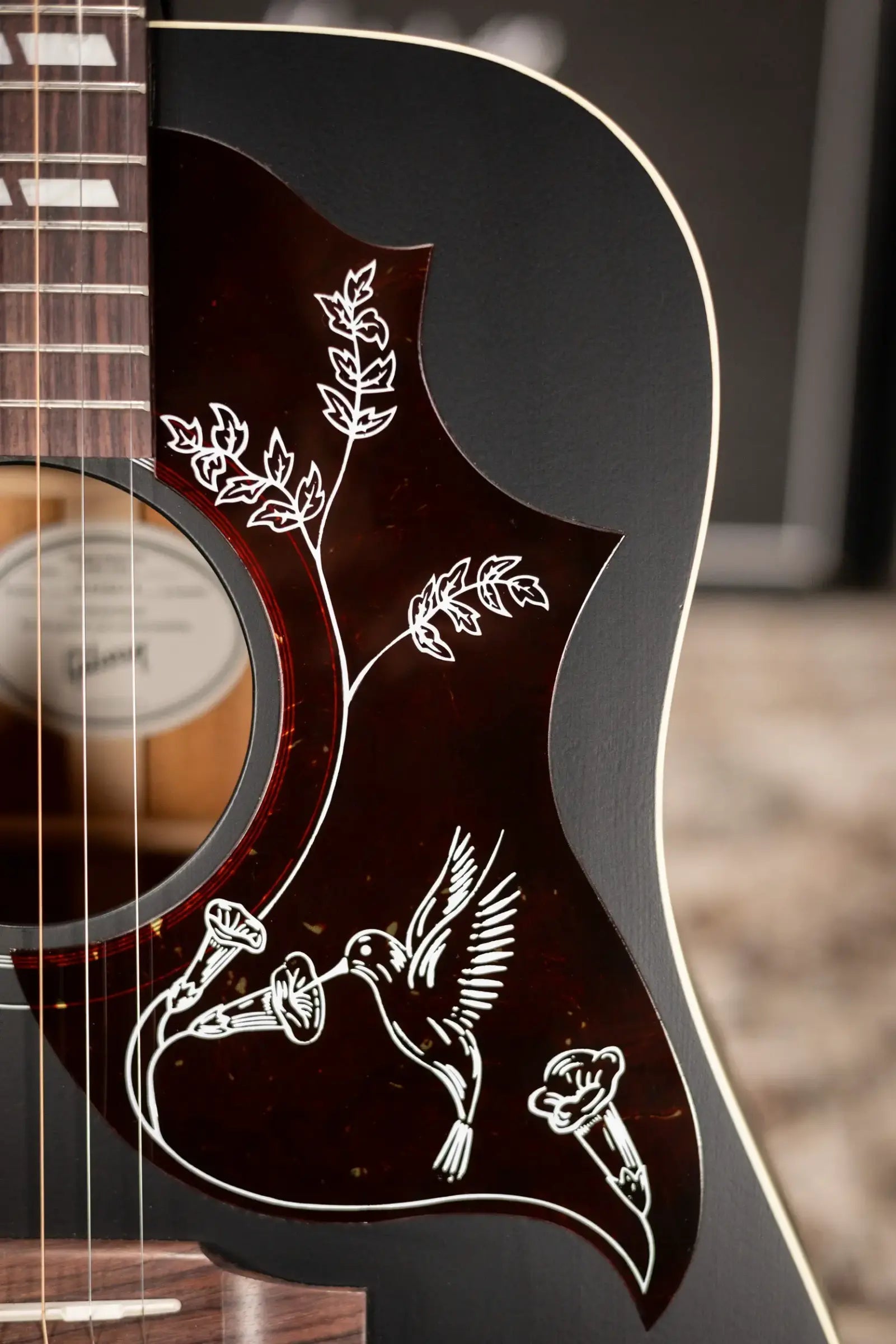Gibson Hummingbird Special Dreadnought Acoustic/Electric Guitar - Ebony Satin with Gig Bag