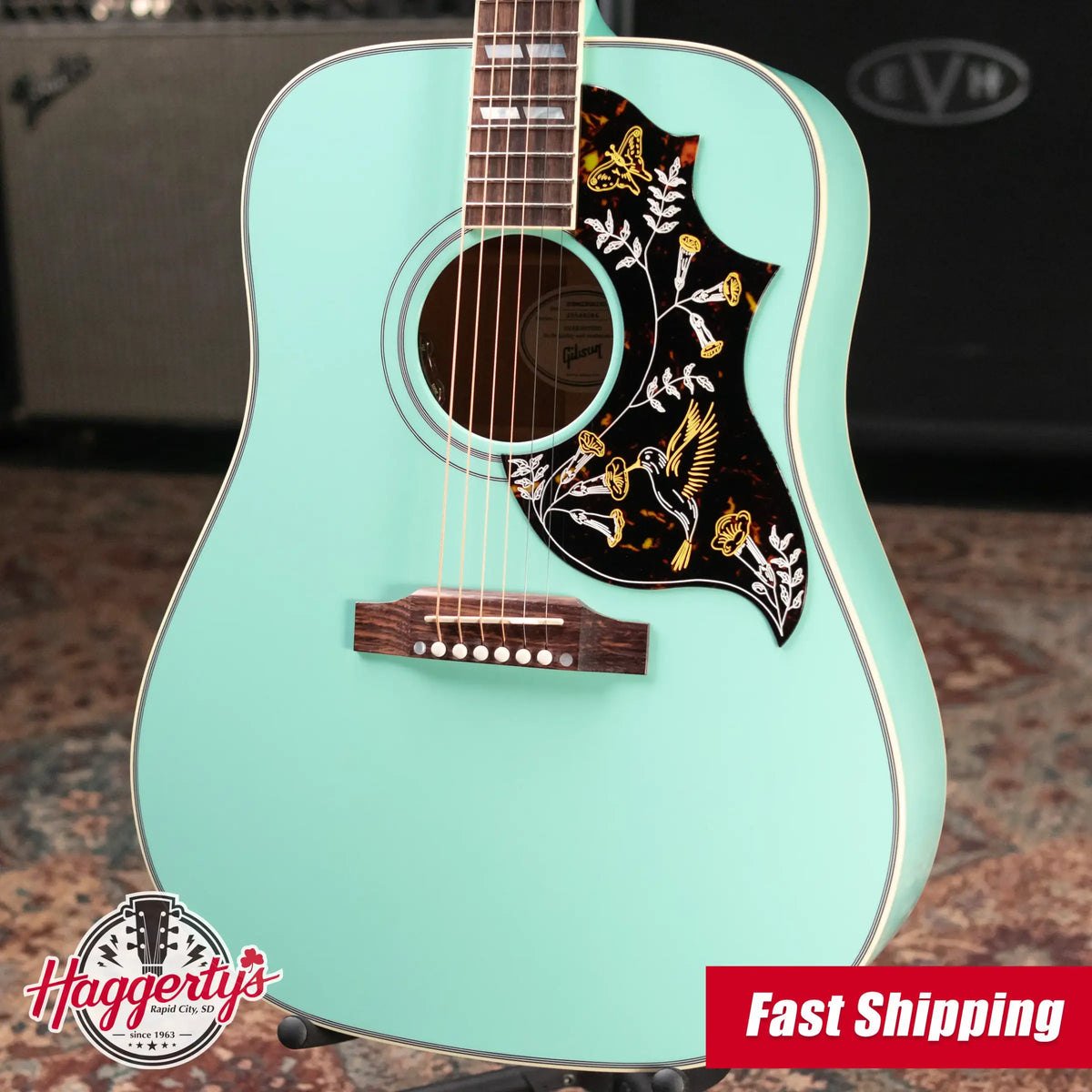 Gibson Hummingbird Standard Acoustic/Electric Guitar - Southwestern Turquoise with Hardshell Case