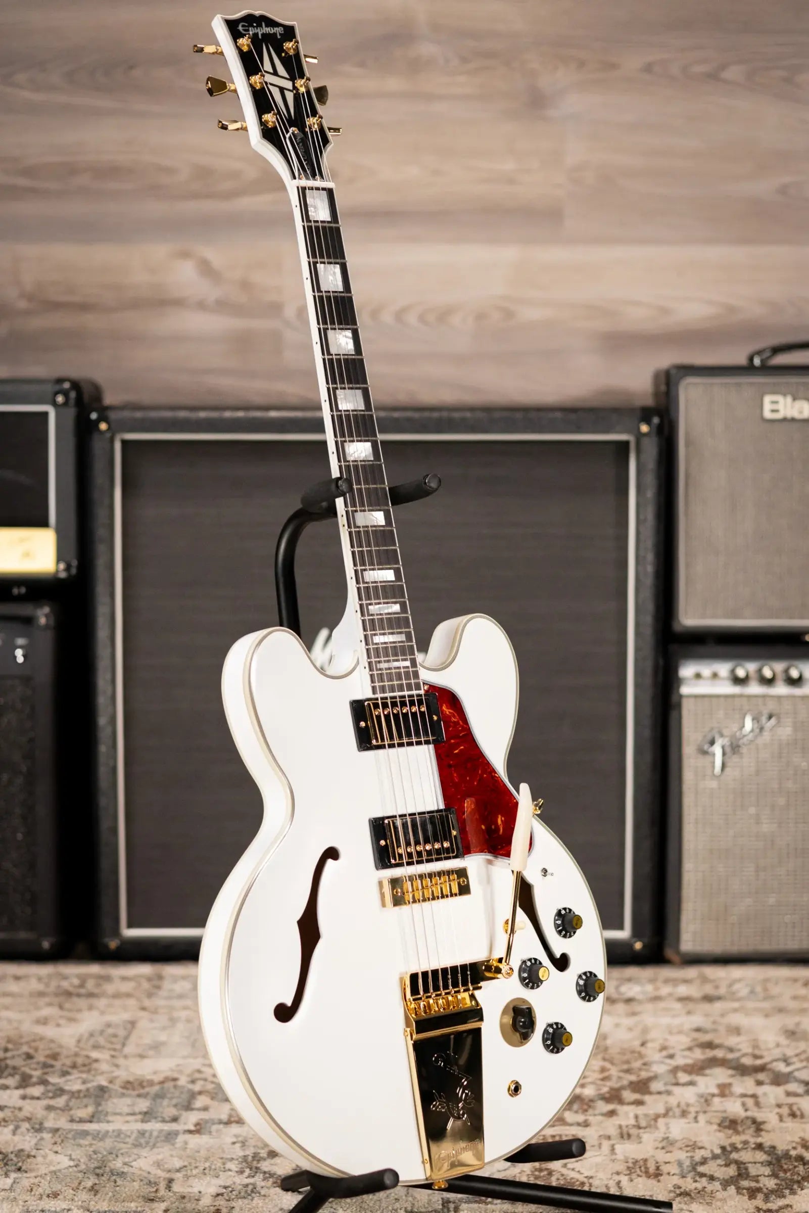 Epiphone IGC Alex Lifeson Signature 1976 ES-355 Reissue Semi-Hollow Electric Guitar - Alpine White with Hardshell Case