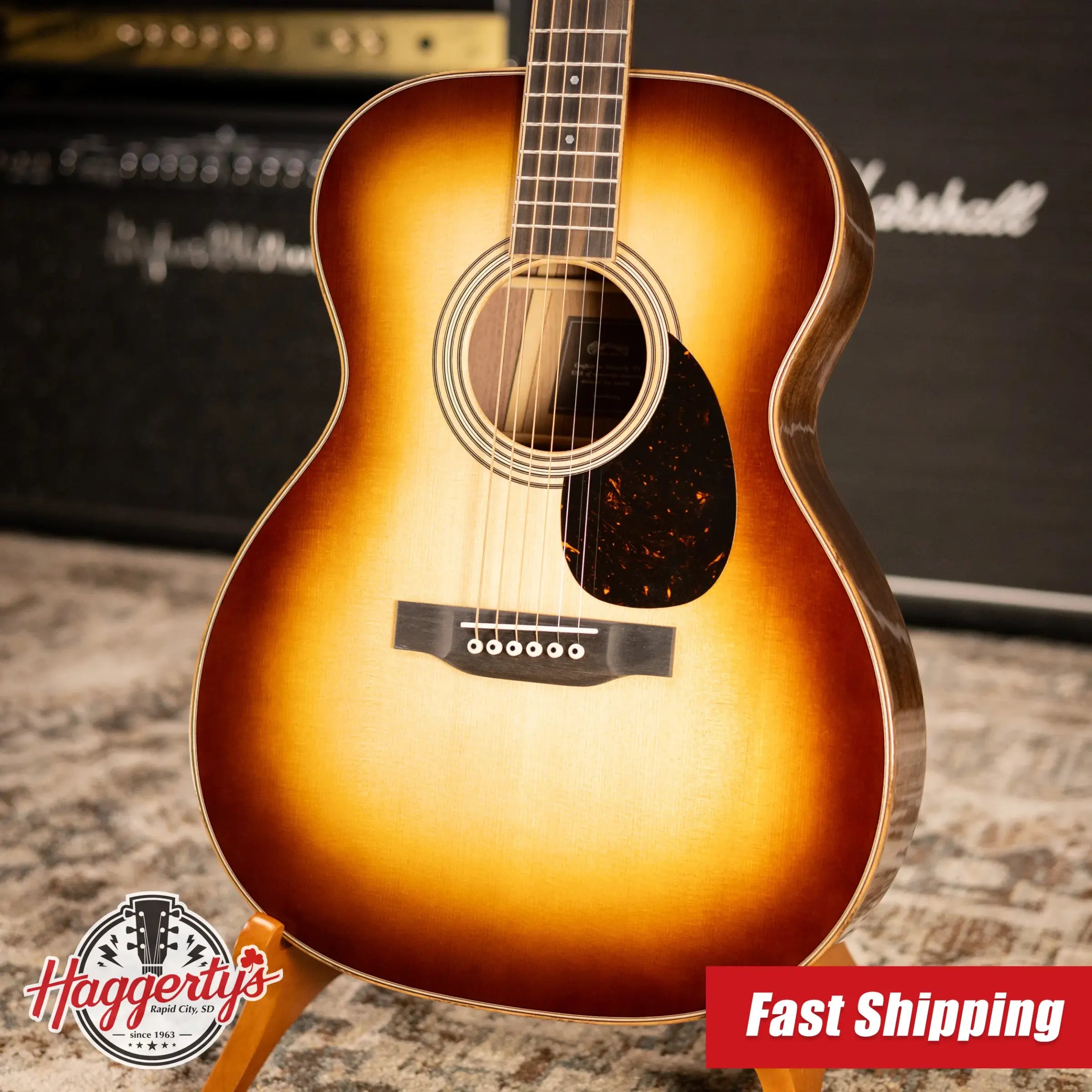 Martin OM-35 Inception Acoustic Guitar - Dark Toasted Burst with Hardshell Case