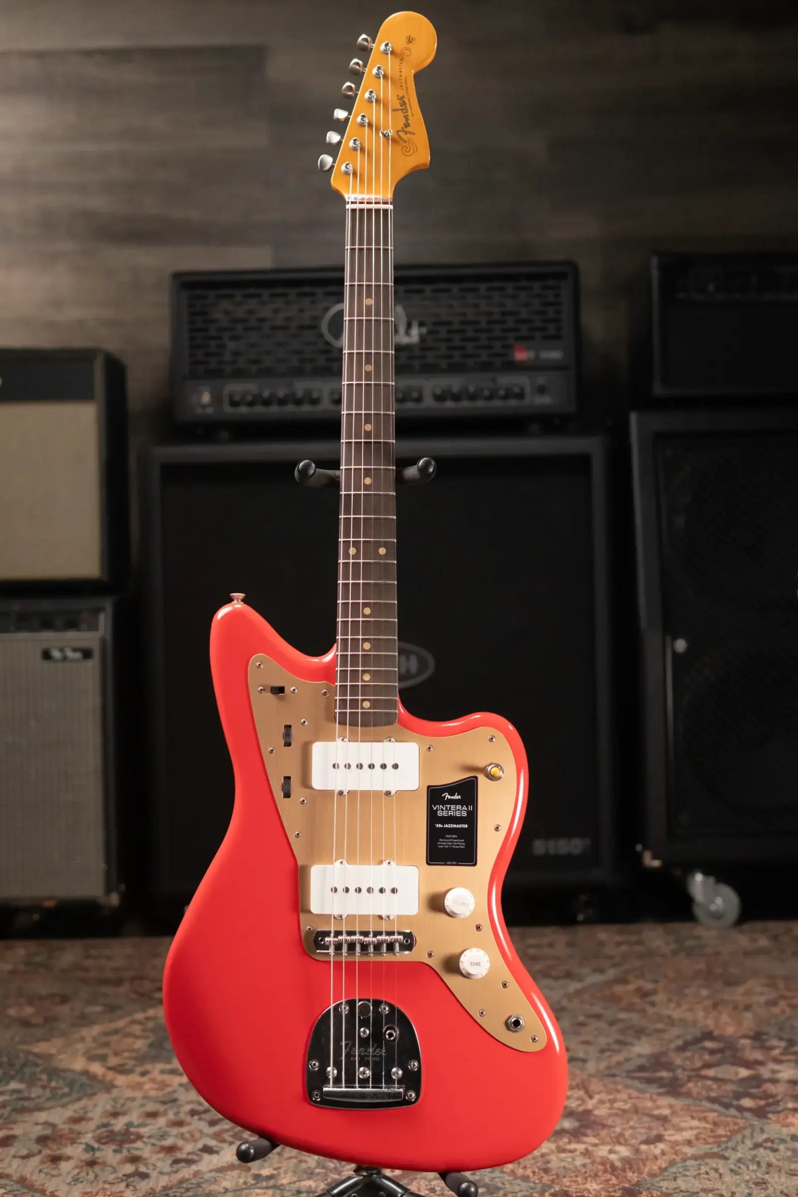 Fender Vintera II Road Worn '50s Jazzmaster Electric Guitar - Fiesta Red with Hardshell Case