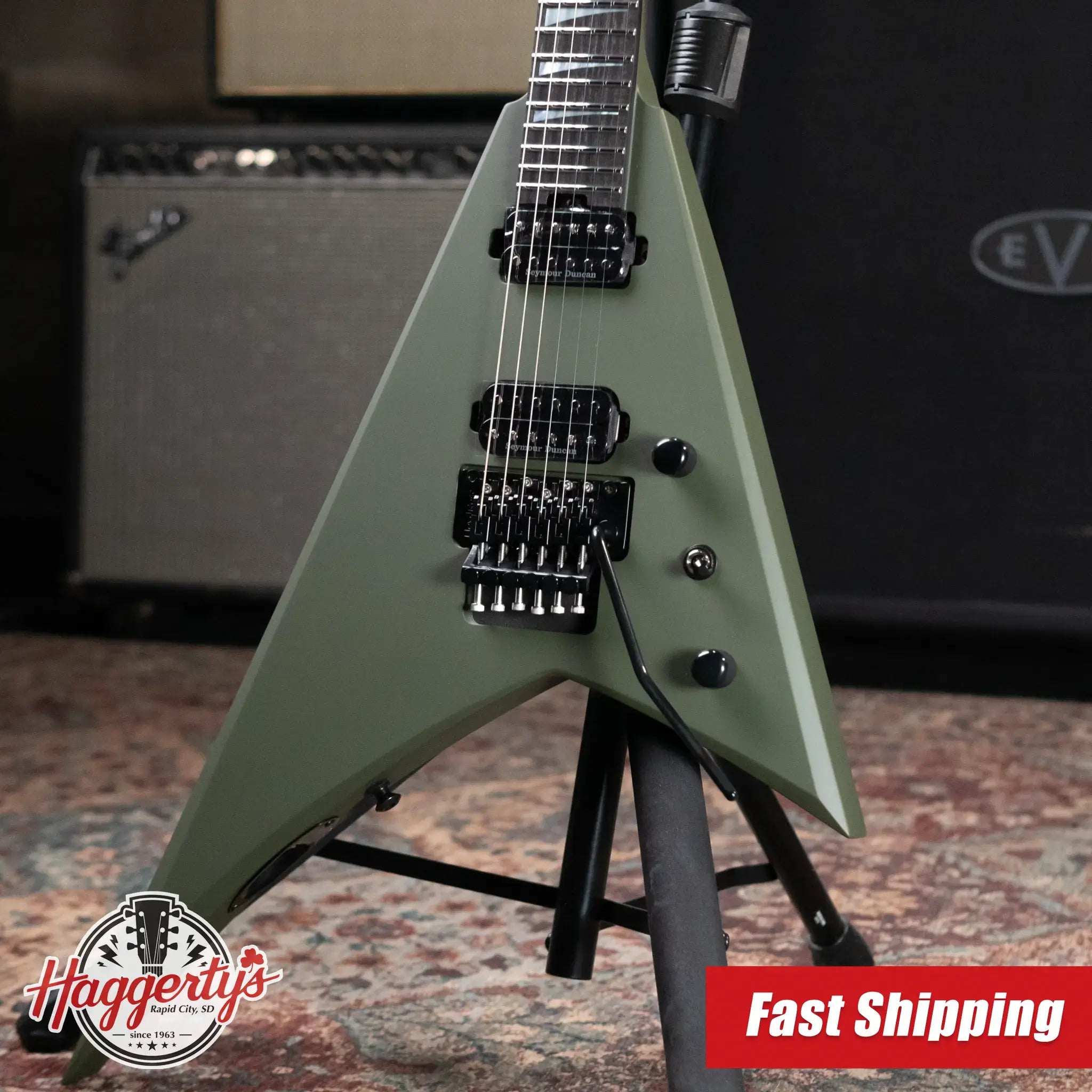 Jackson American Series Rhoads RR24 Electric Guitar - Matte Army Drab with Core Case
