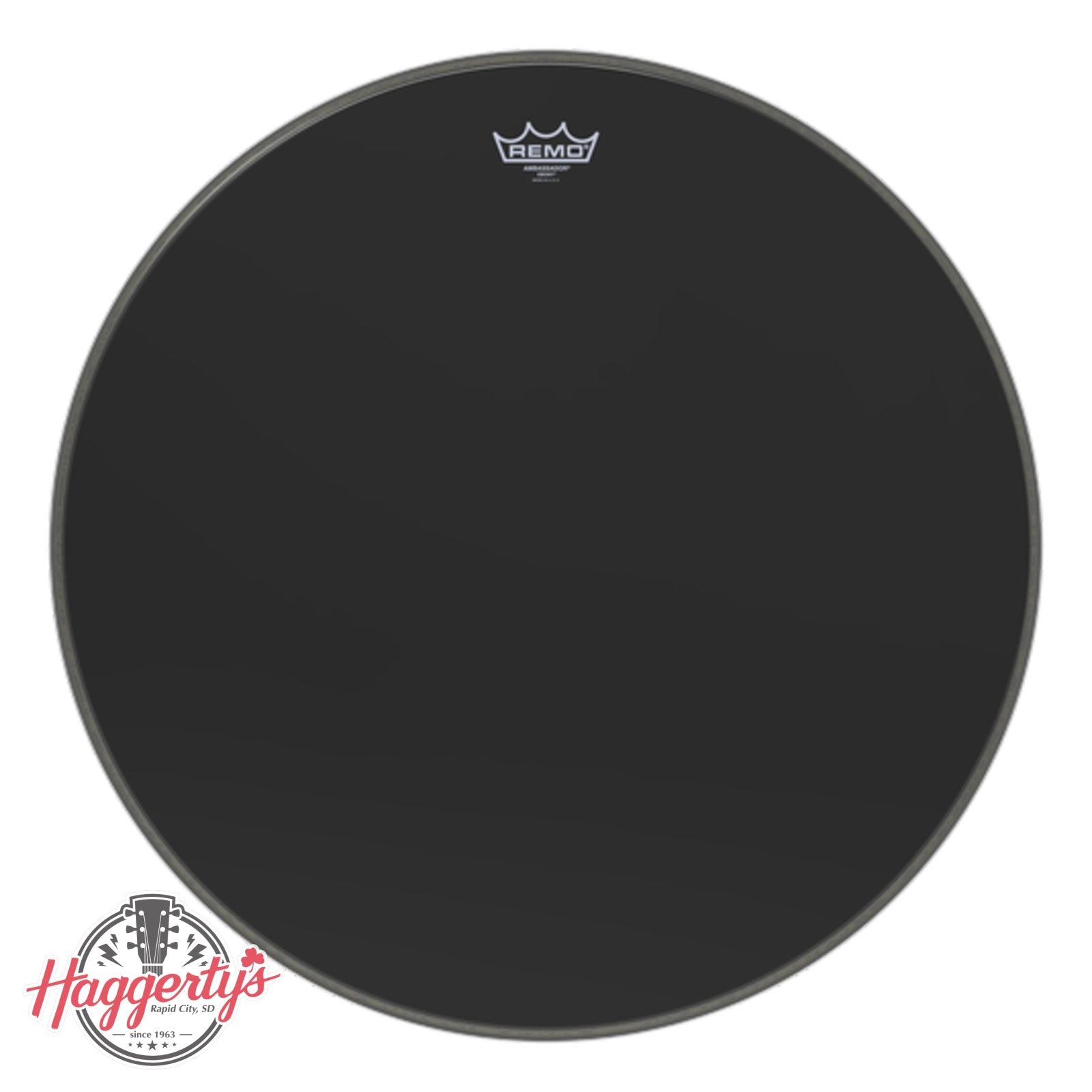 Remo Ambassador Ebony Bass Head 24"
