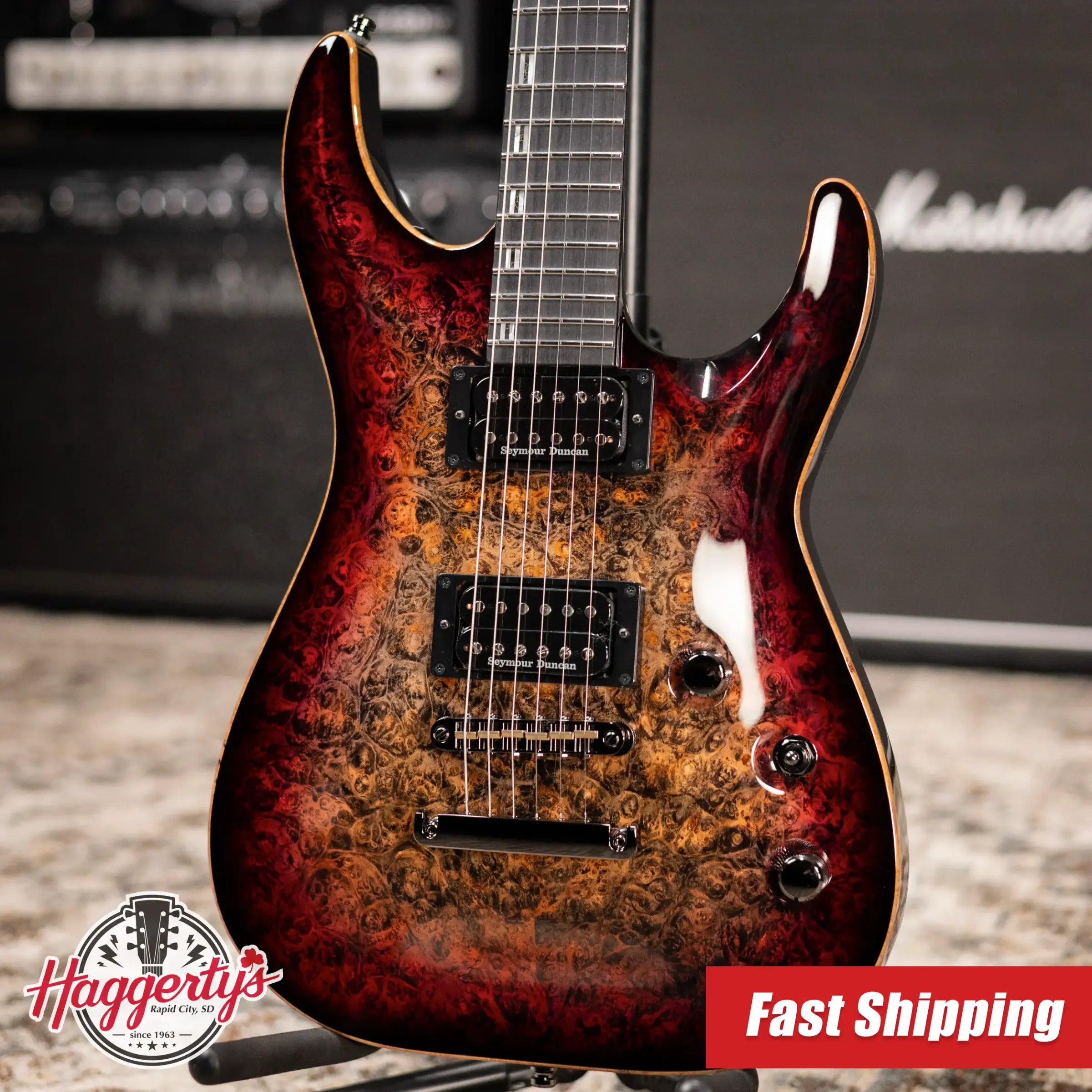 ESP Custom Shop Horizon NT CTM Electric Guitar - See Thru Red Burst with Hardshell Case