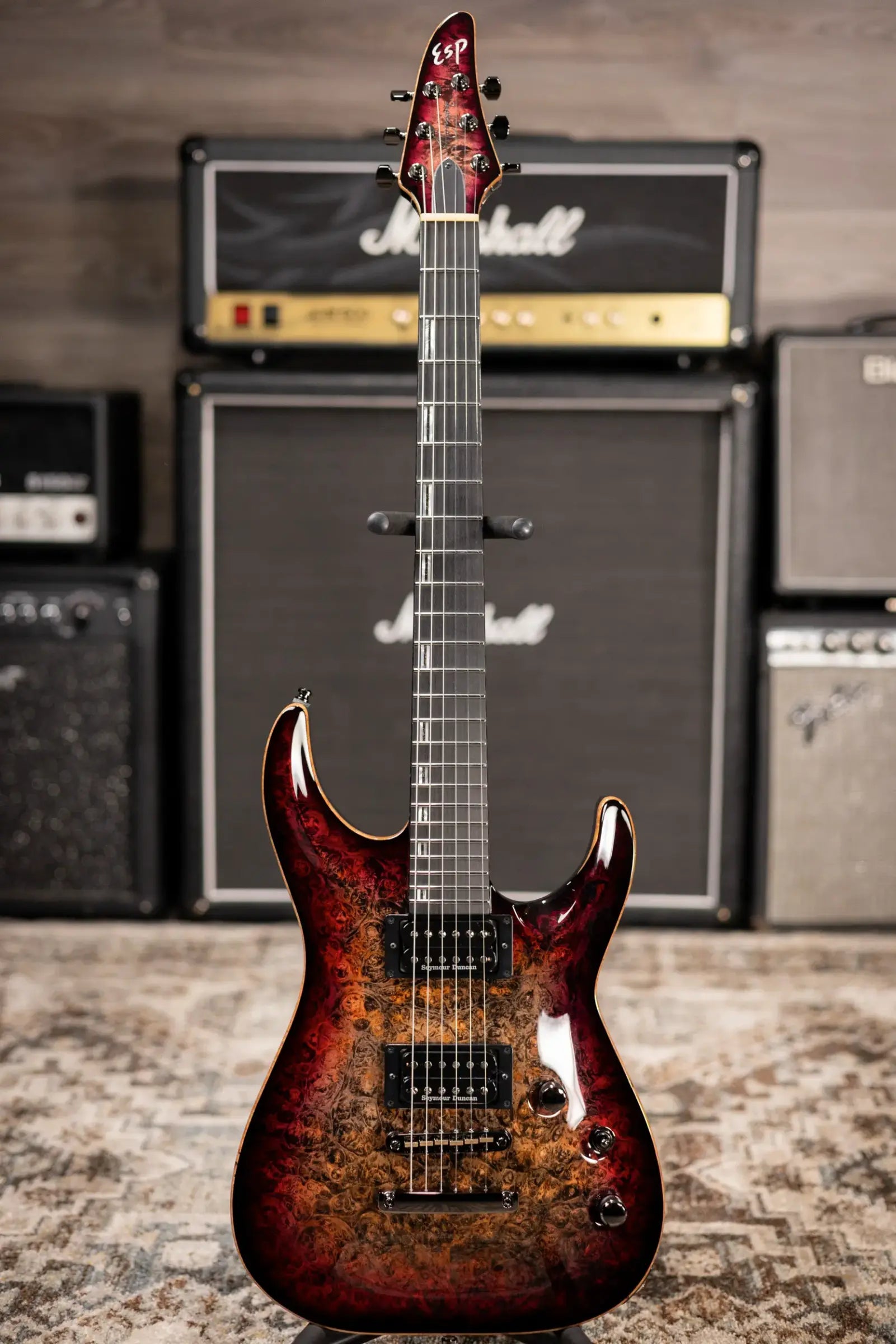 ESP Custom Shop Horizon NT CTM Electric Guitar - See Thru Red Burst with Hardshell Case