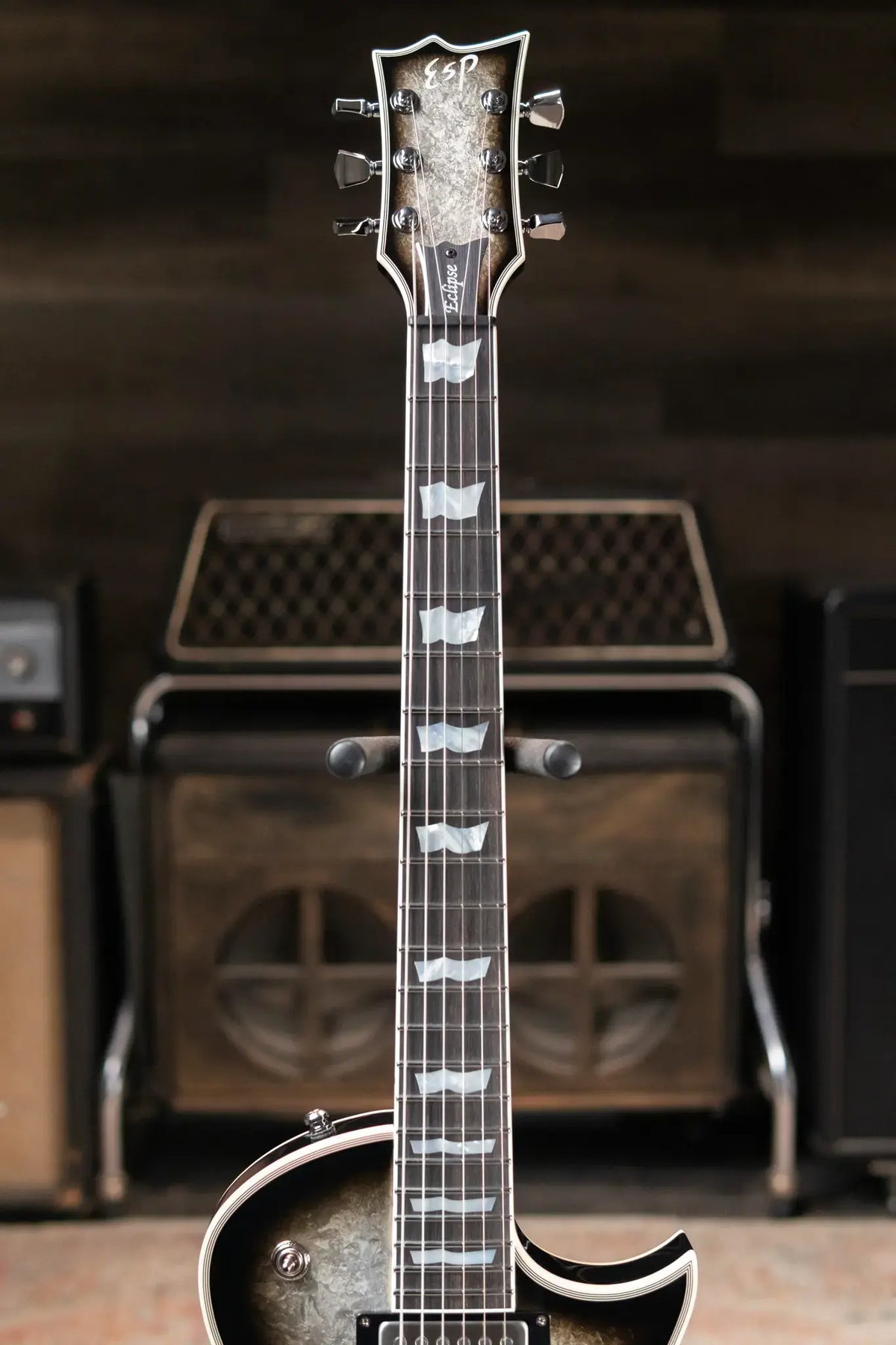 ESP Custom Shop Original Series Eclipse Electric Guitar - Silver Liquid Metal Burst with Hardshell Case