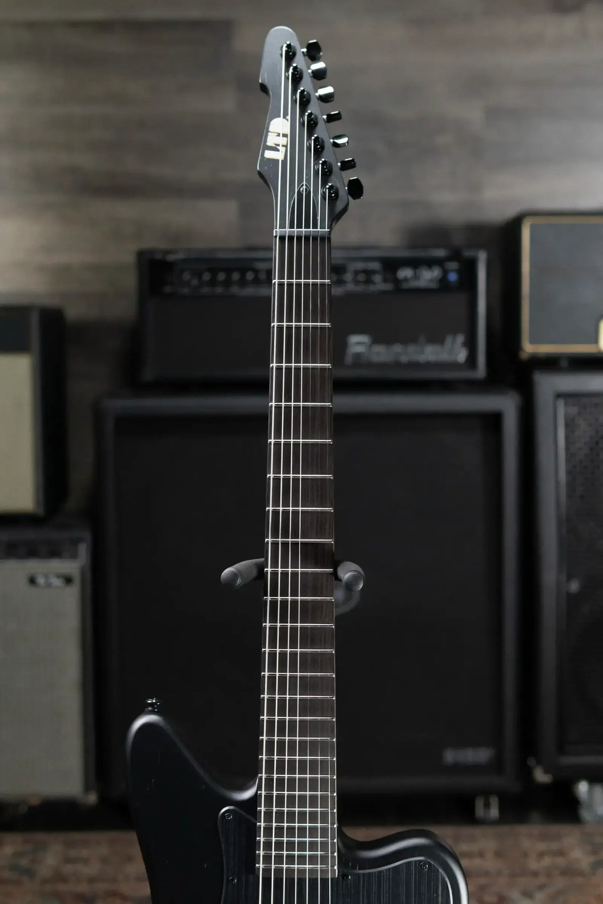 ESP LTD Alex Wade XJ Signature 7-String Baritone Electric Guitar - Black Satin with Hardshell Case