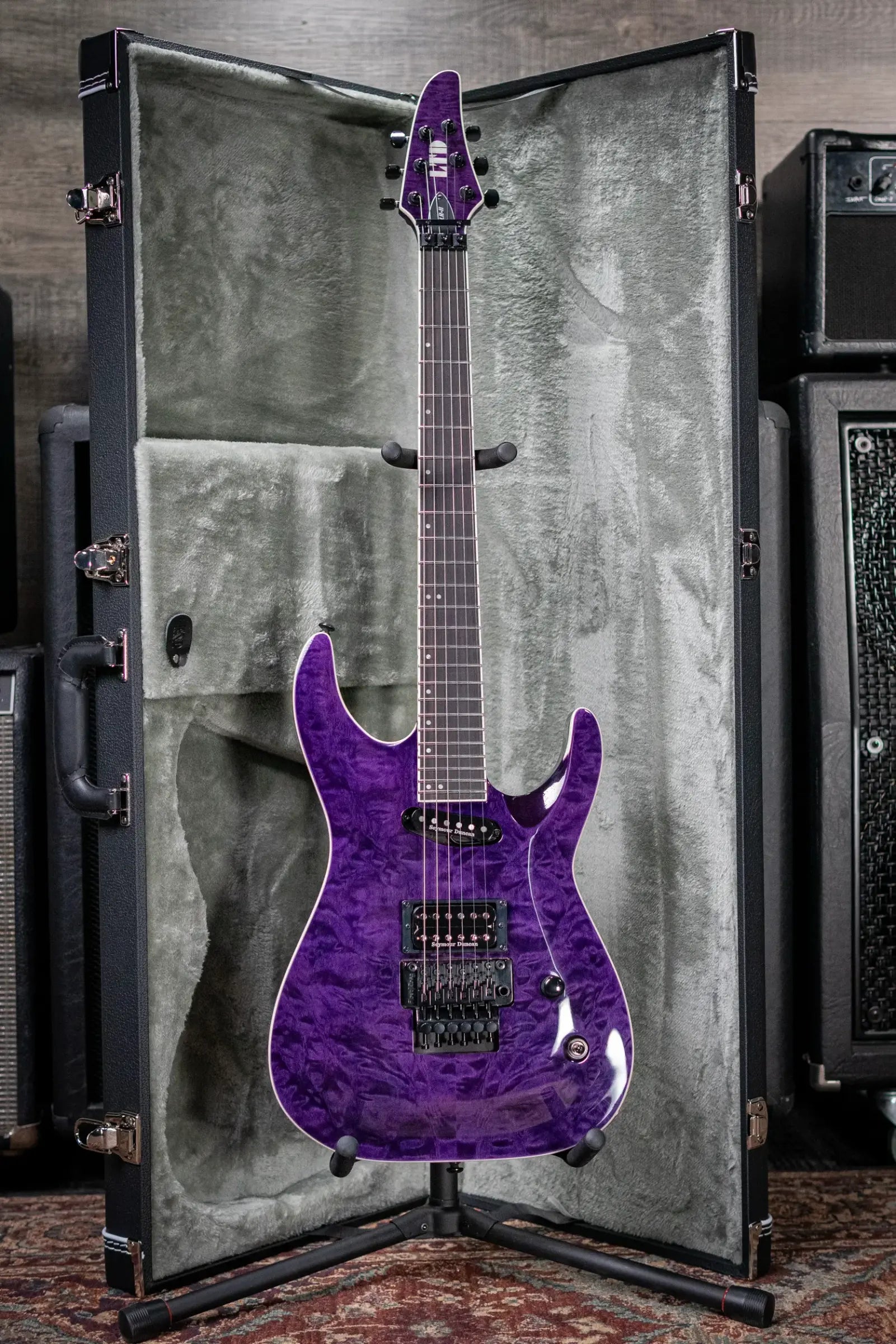 ESP LTD Andy LaRocque ALR-II Signature Electric Guitar - See-Thru Purple with Hardshell Case
