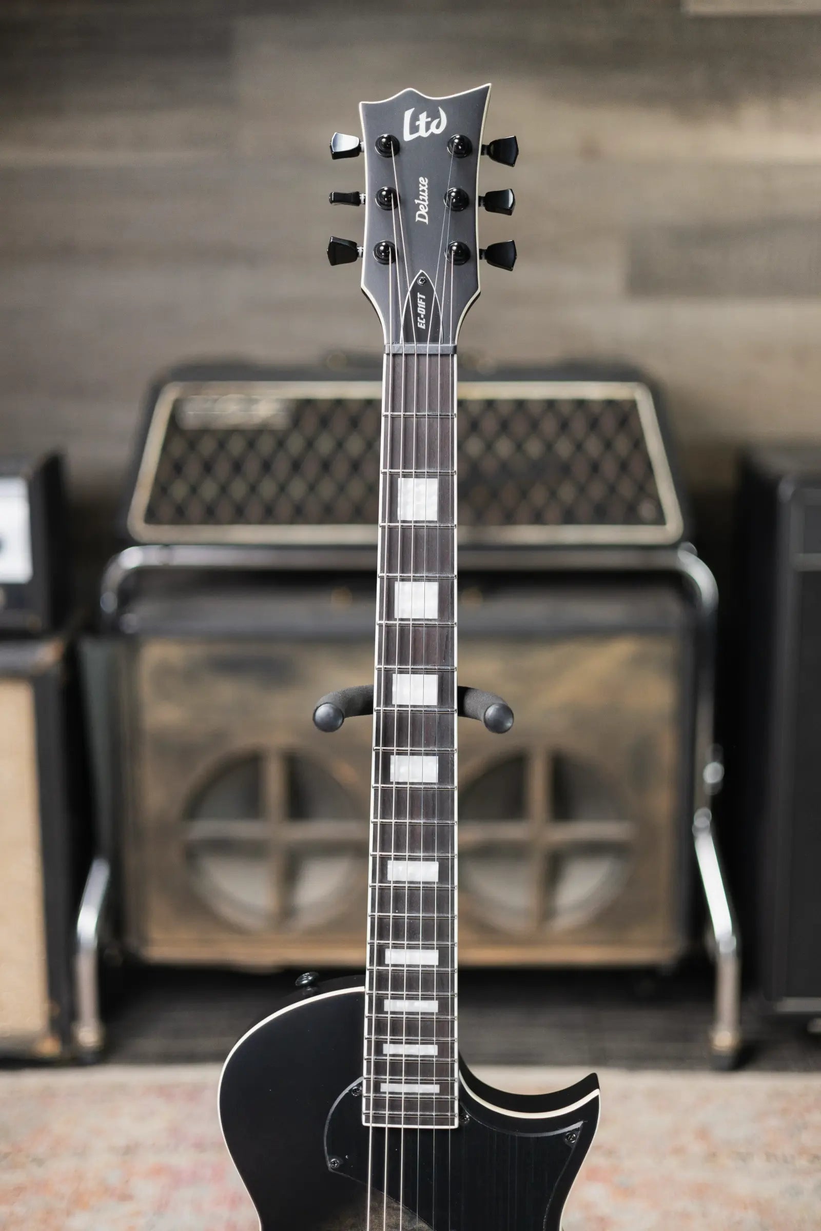 ESP LTD EC-01FT QM Electric Guitar - Charcoal Burst Satin Teardrop