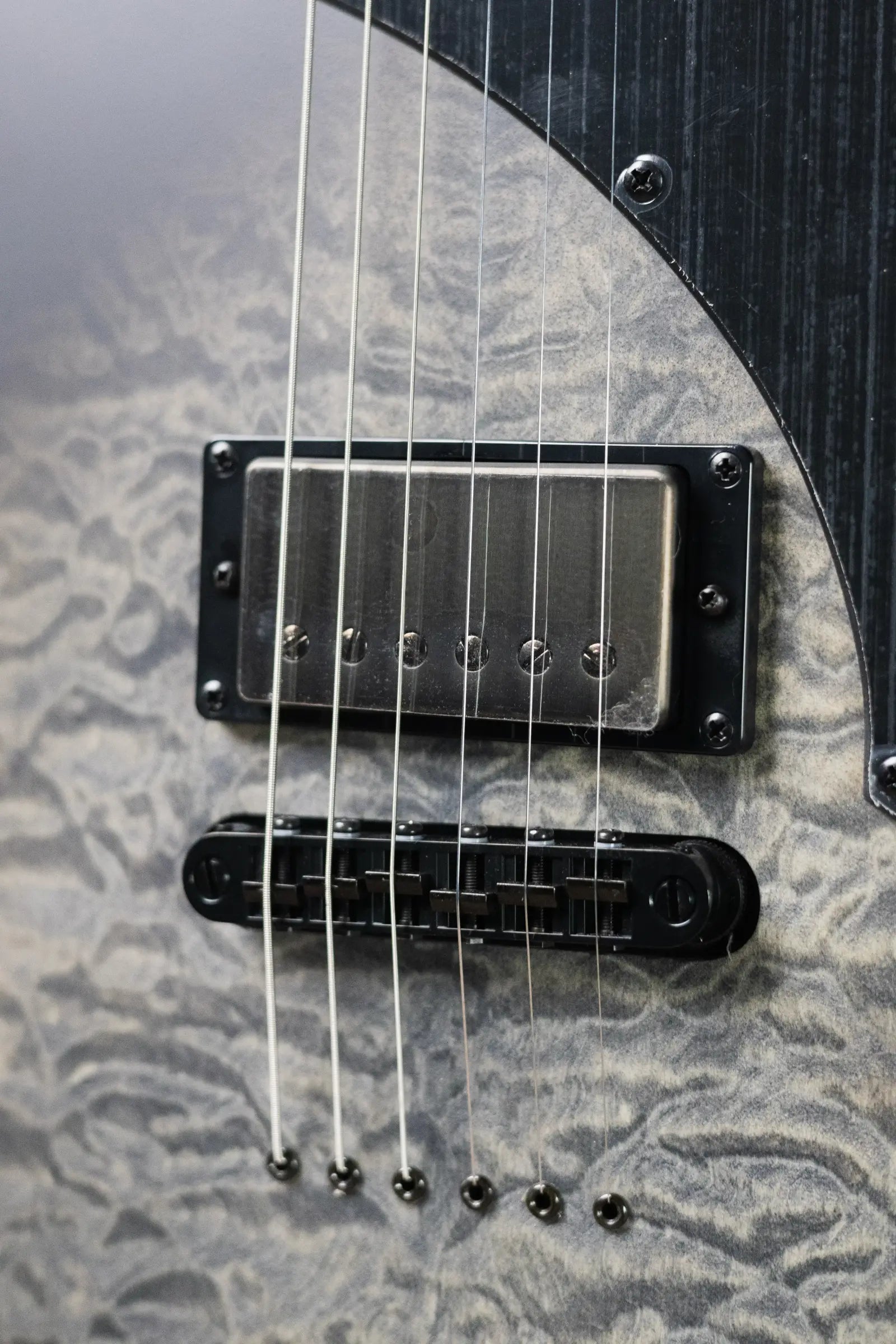 ESP LTD EC-01FT QM Electric Guitar - Charcoal Burst Satin Teardrop