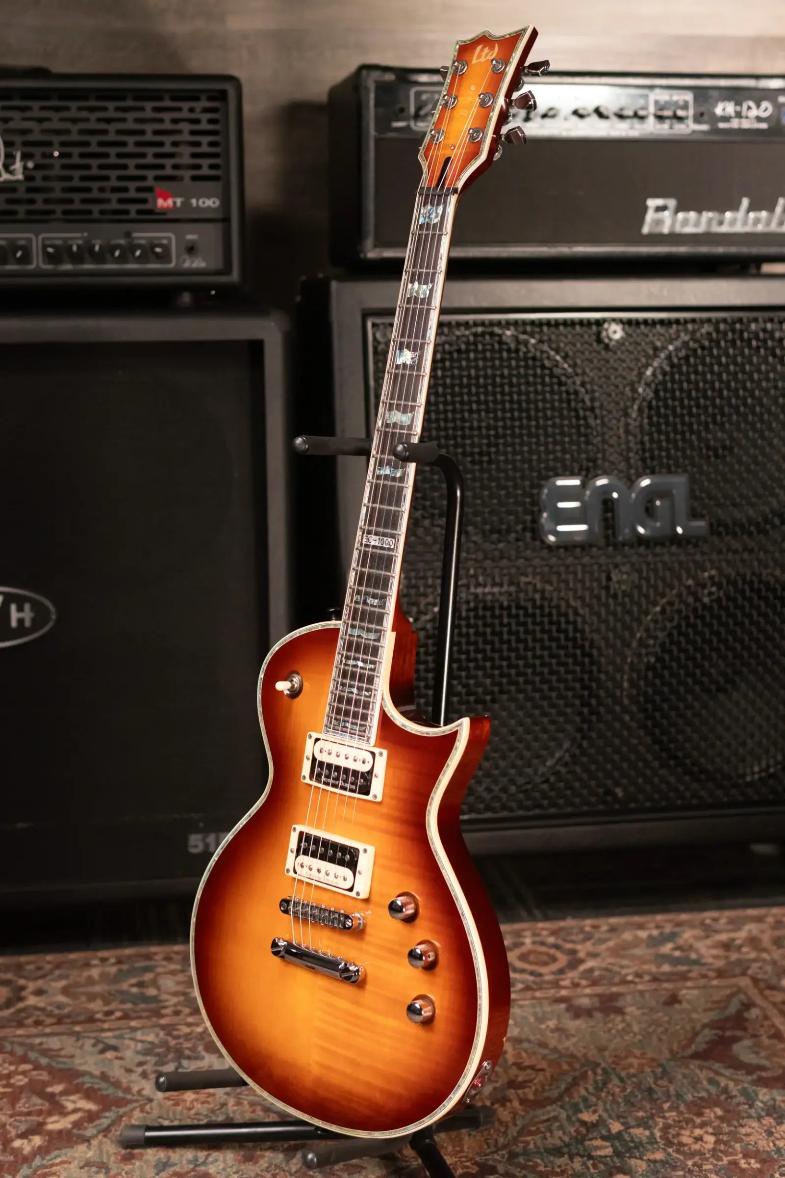 ESP LTD EC-1000 Deluxe Electric Guitar Amberburst with Gibson Gig Bag - Used