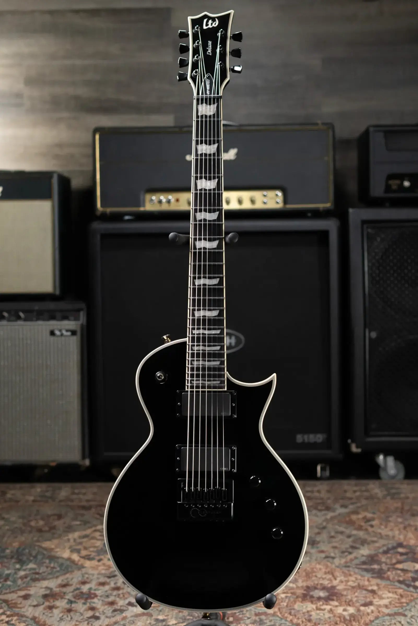 ESP LTD EC-1007ET Deluxe 7-String Electric Guitar - Black with Gig Bag - Used