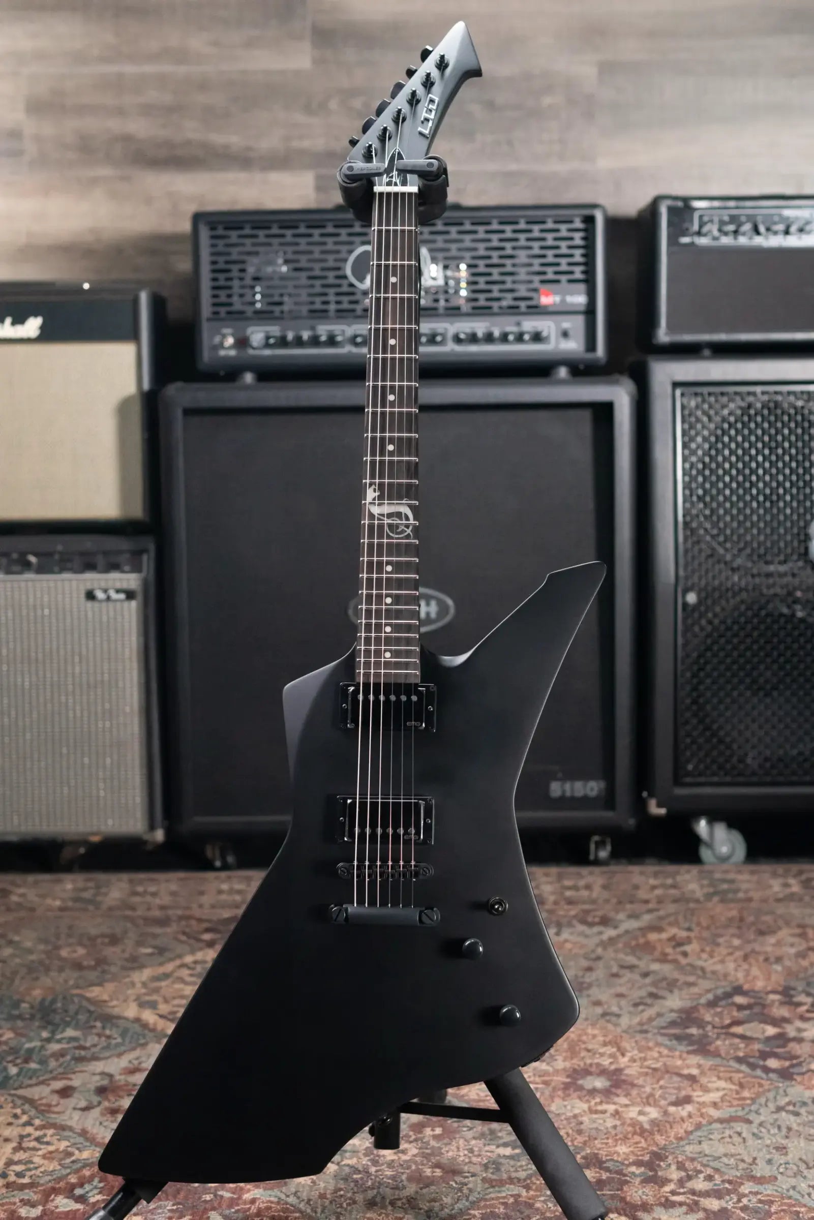 ESP LTD James Hetfield Signature Snakebyte Electric Guitar - Satin Black with Hardshell Case