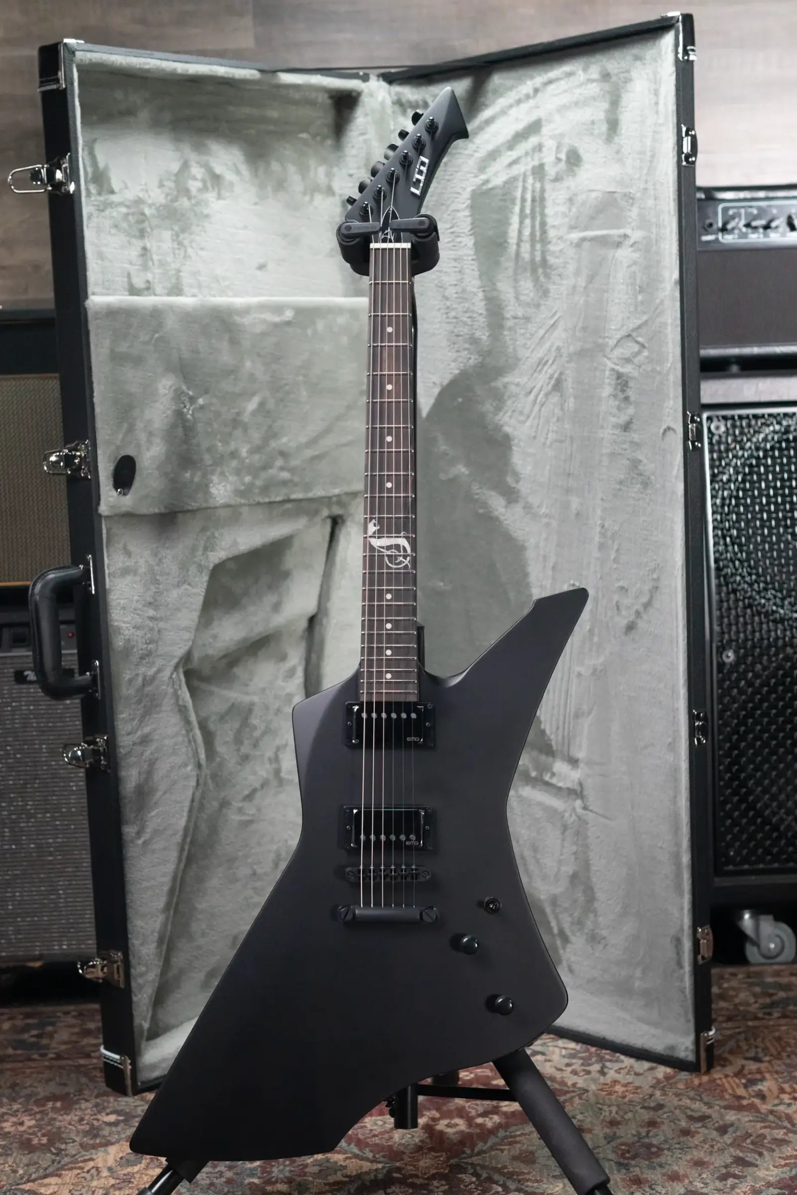 ESP LTD James Hetfield Signature Snakebyte Electric Guitar - Satin Black with Hardshell Case
