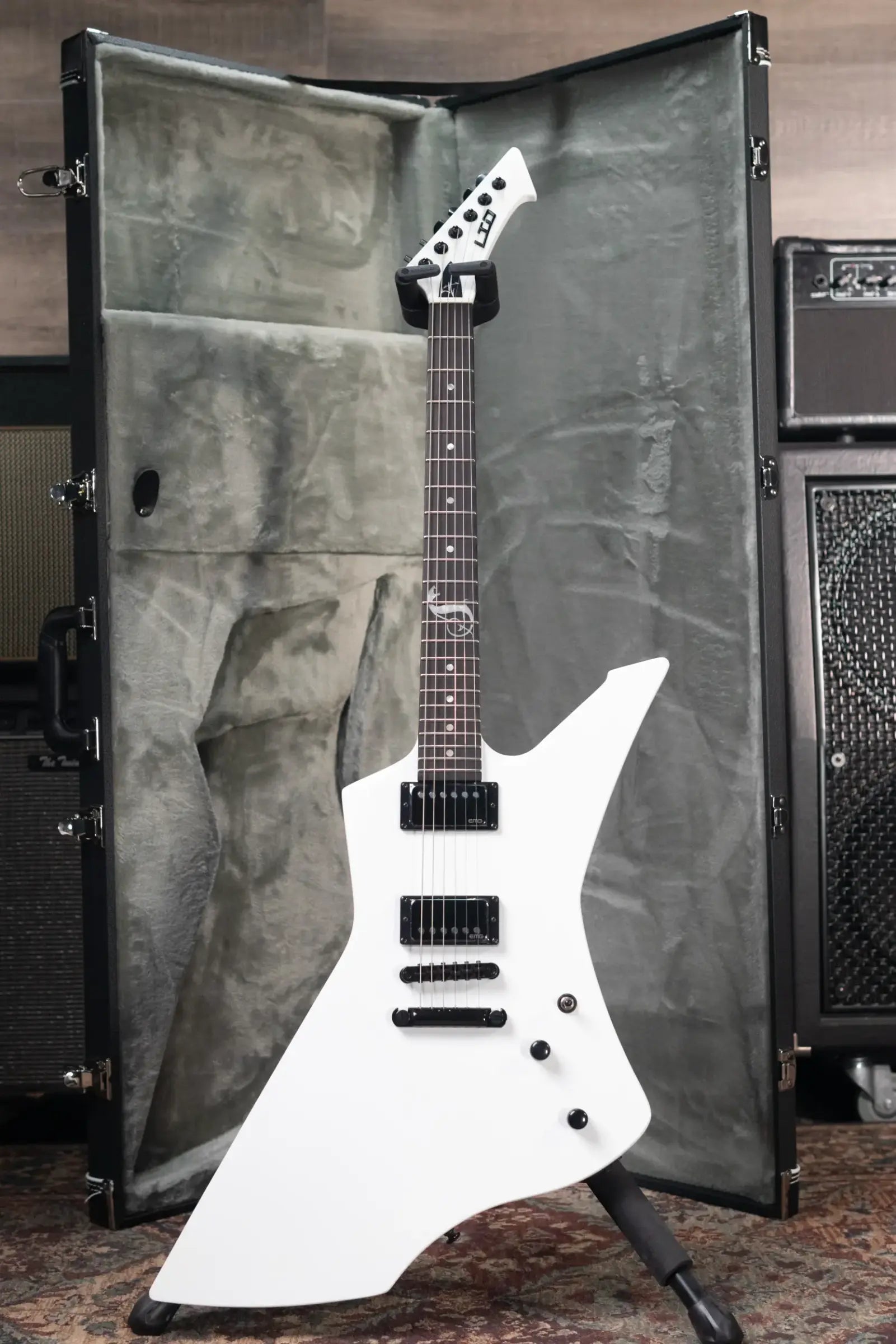 ESP LTD James Hetfield Signature Snakebyte Electric Guitar - Snow White with Hardshell Case