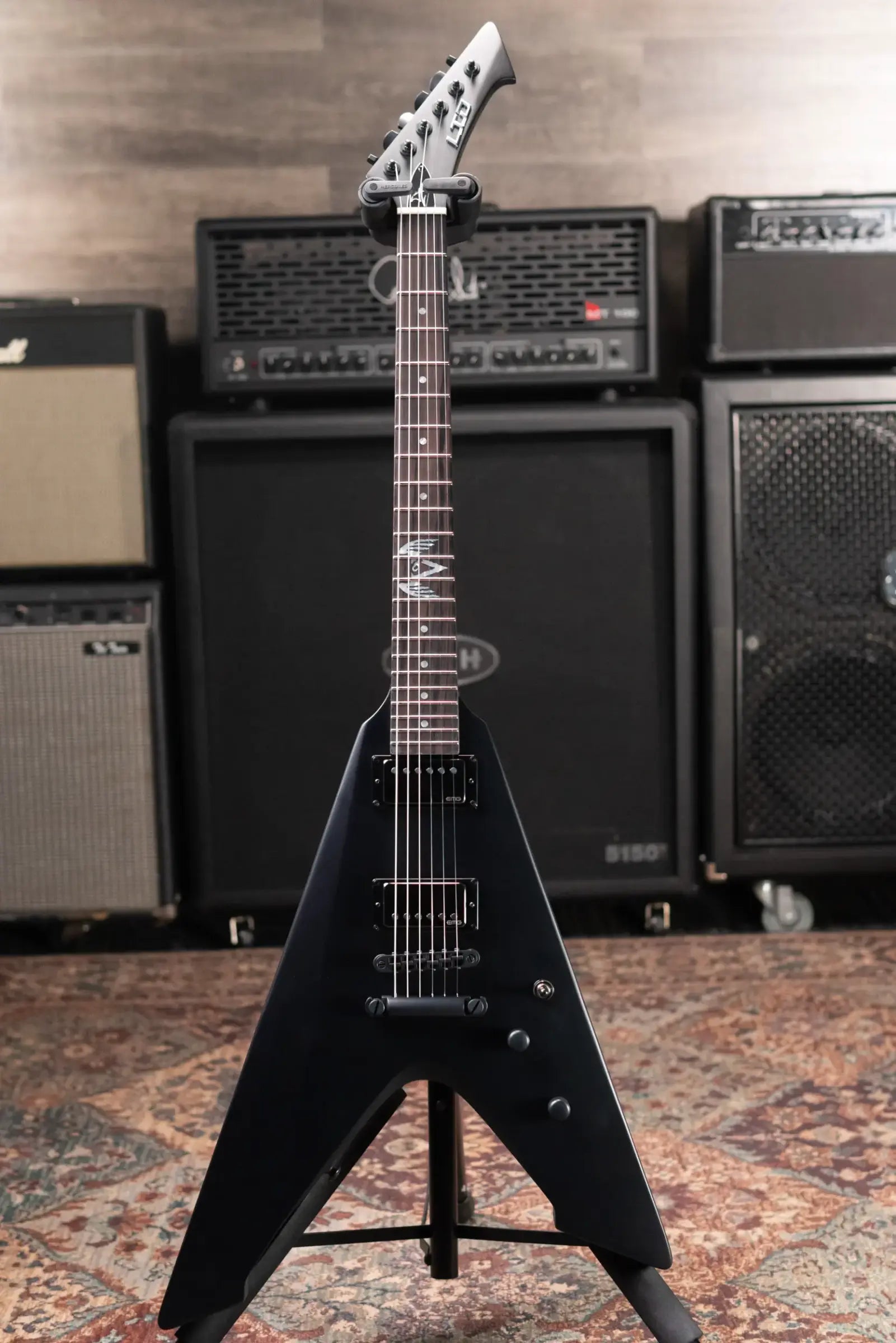 ESP LTD James Hetfield Signature Vulture Electric Guitar - Black with Hardshell Case