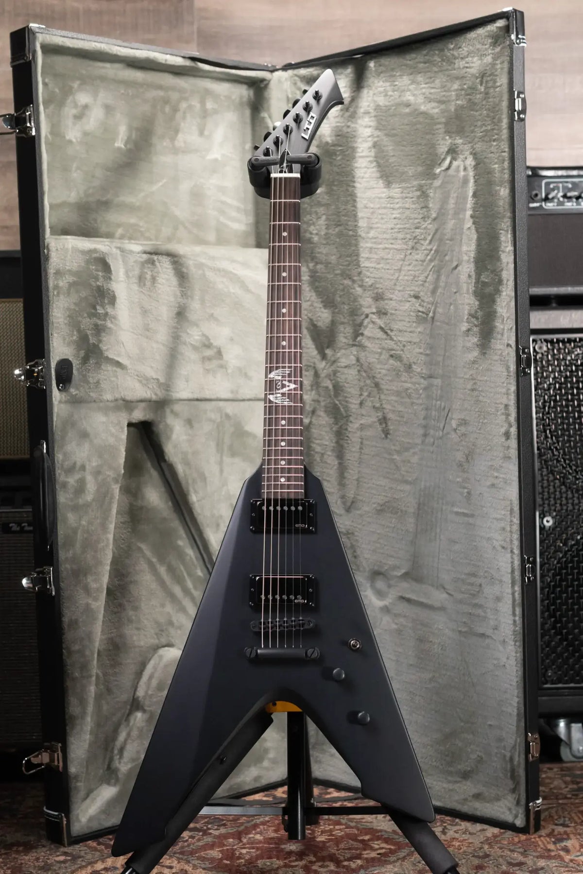 ESP LTD James Hetfield Signature Vulture Electric Guitar - Black with Hardshell Case