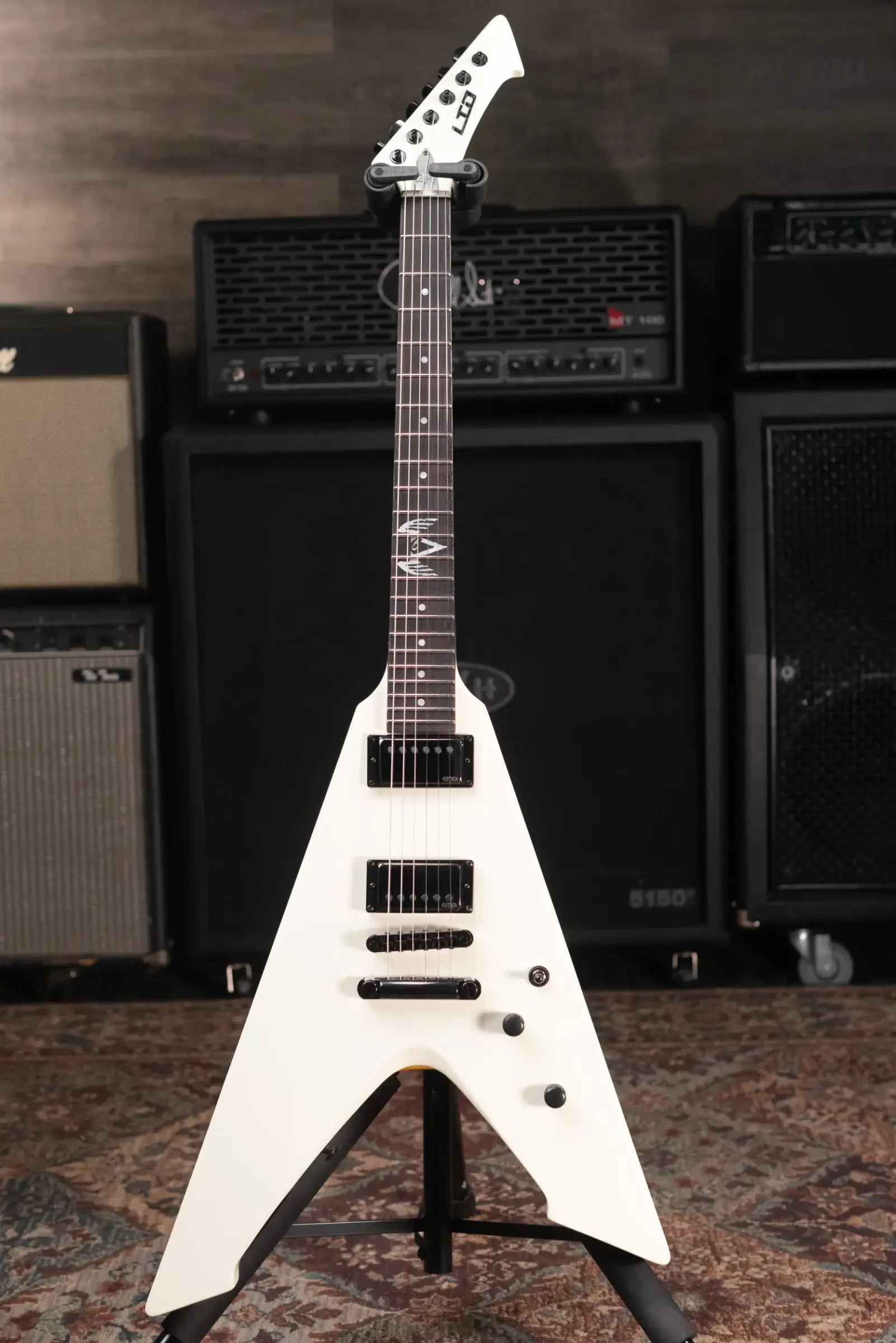 ESP LTD James Hetfield Signature Vulture Electric Guitar - Olympic White with Hardshell Case