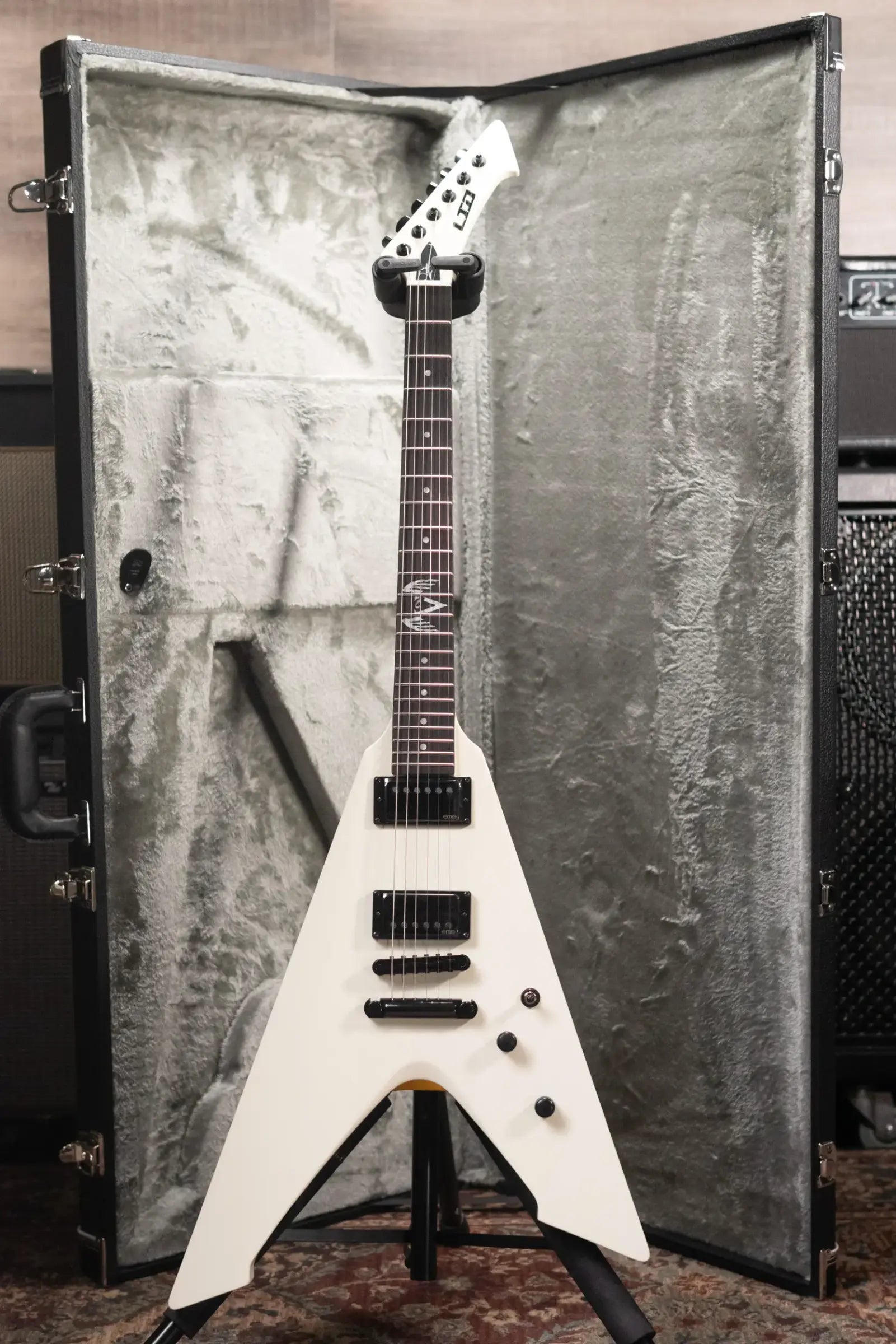 ESP LTD James Hetfield Signature Vulture Electric Guitar - Olympic White with Hardshell Case