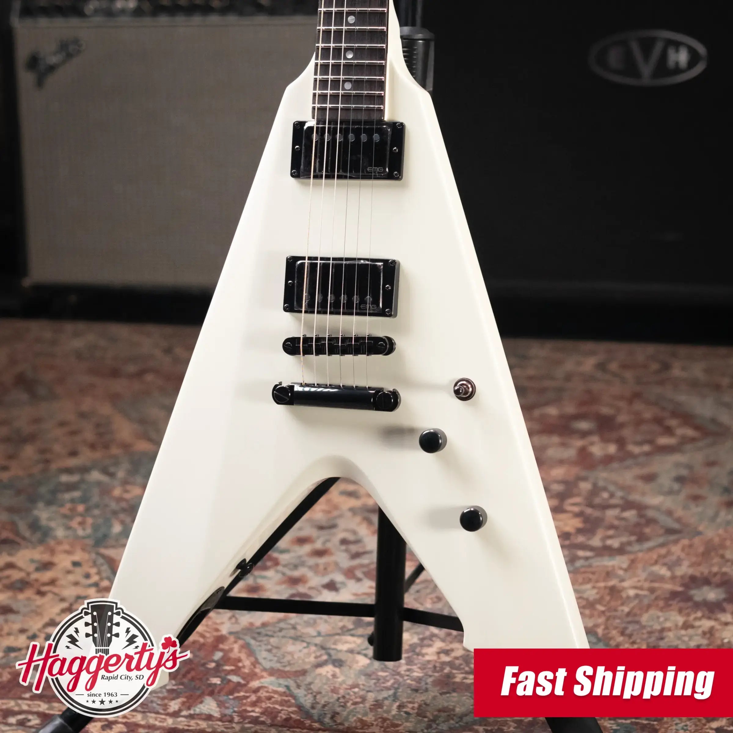 ESP LTD James Hetfield Signature Vulture Electric Guitar - Olympic White with Hardshell Case