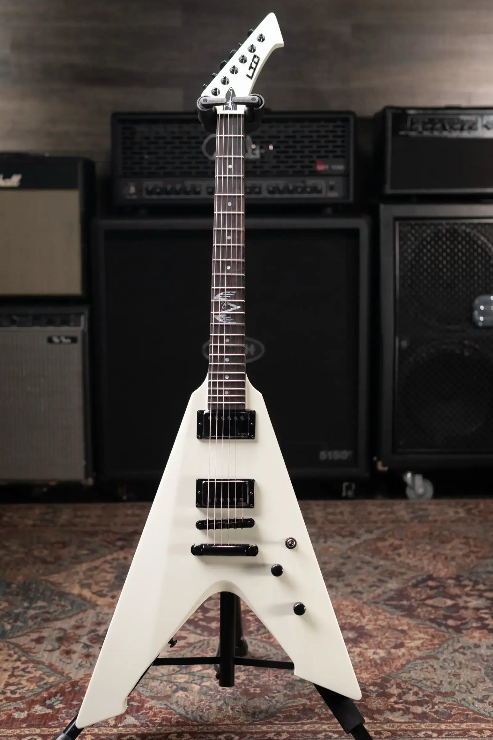 ESP LTD James Hetfield Signature Vulture Electric Guitar - Olympic White with Hardshell Case