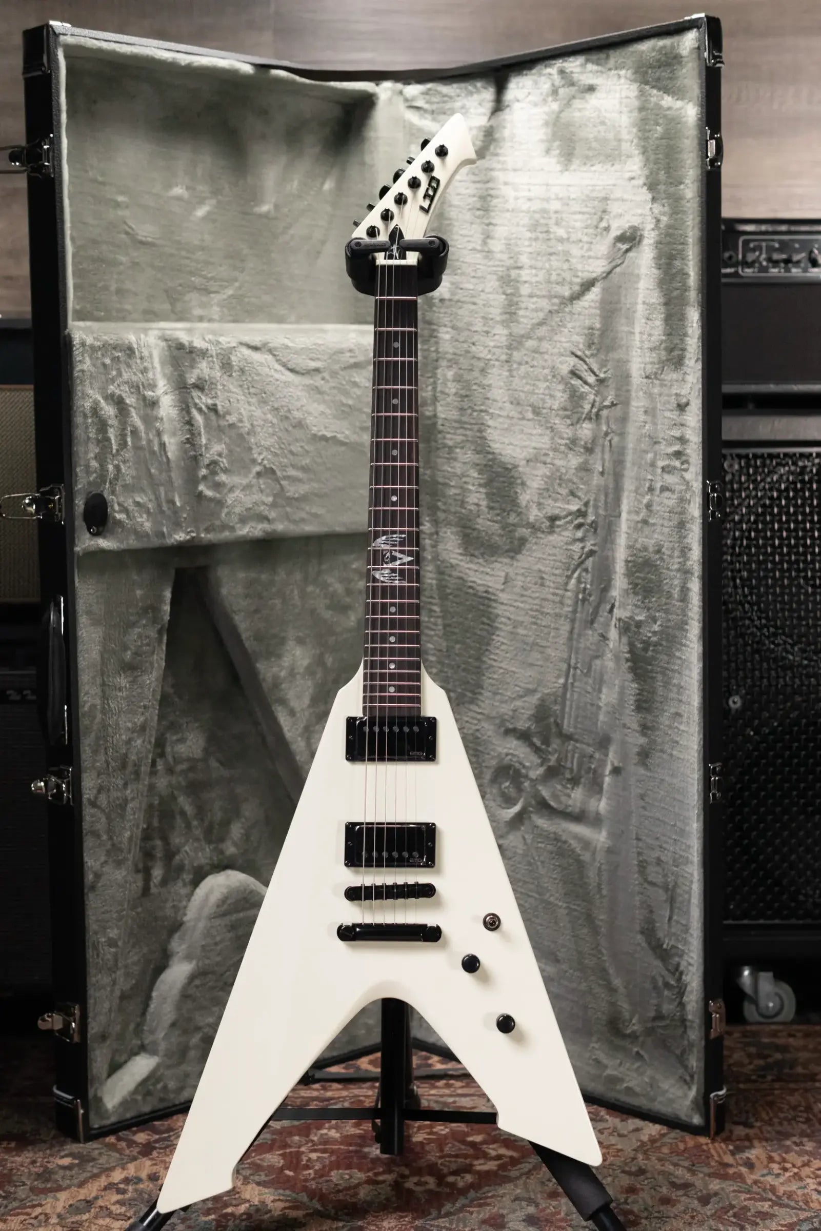 ESP LTD James Hetfield Signature Vulture Electric Guitar - Olympic White with Hardshell Case