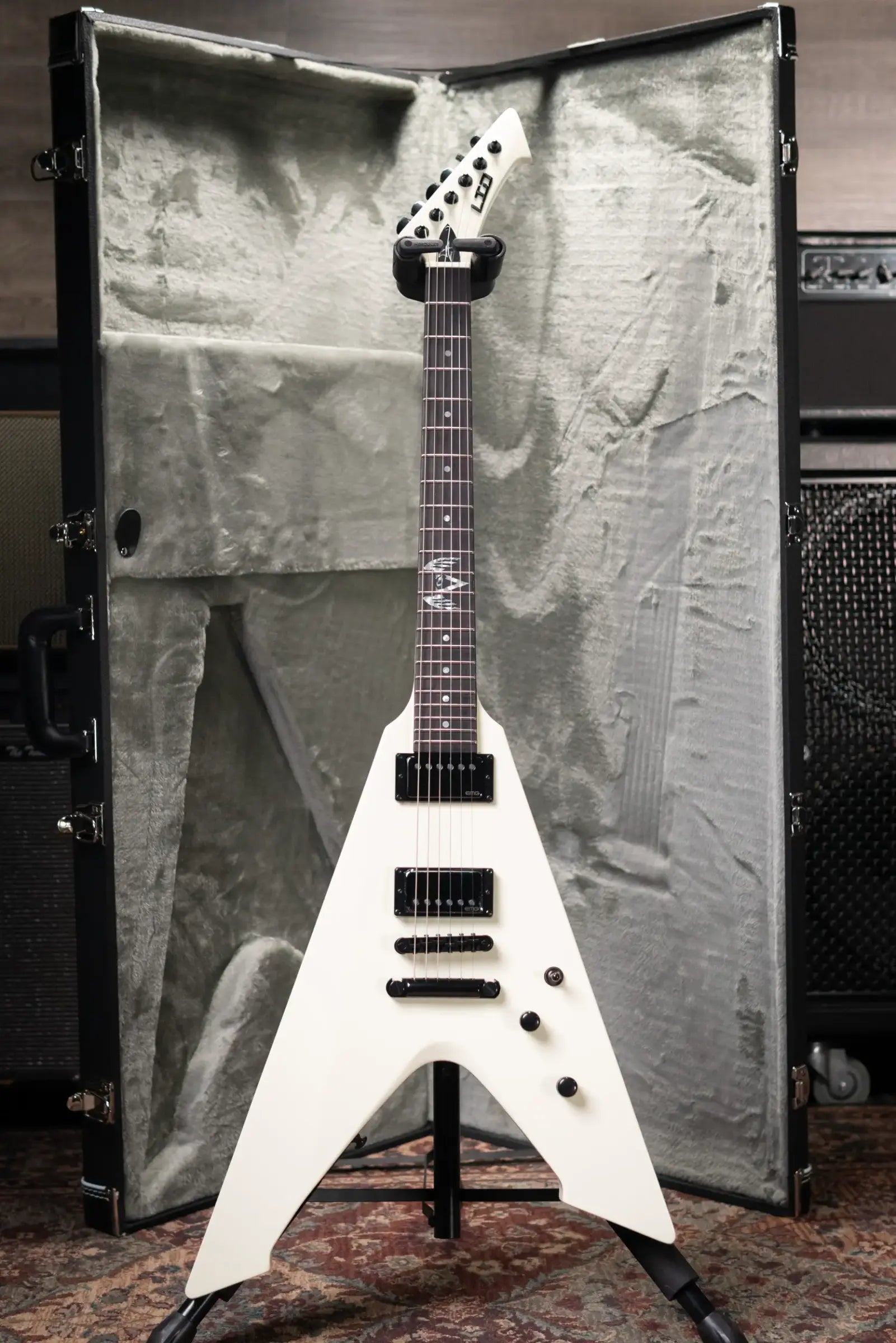 ESP LTD James Hetfield Signature Vulture Electric Guitar - Olympic White with Hardshell Case