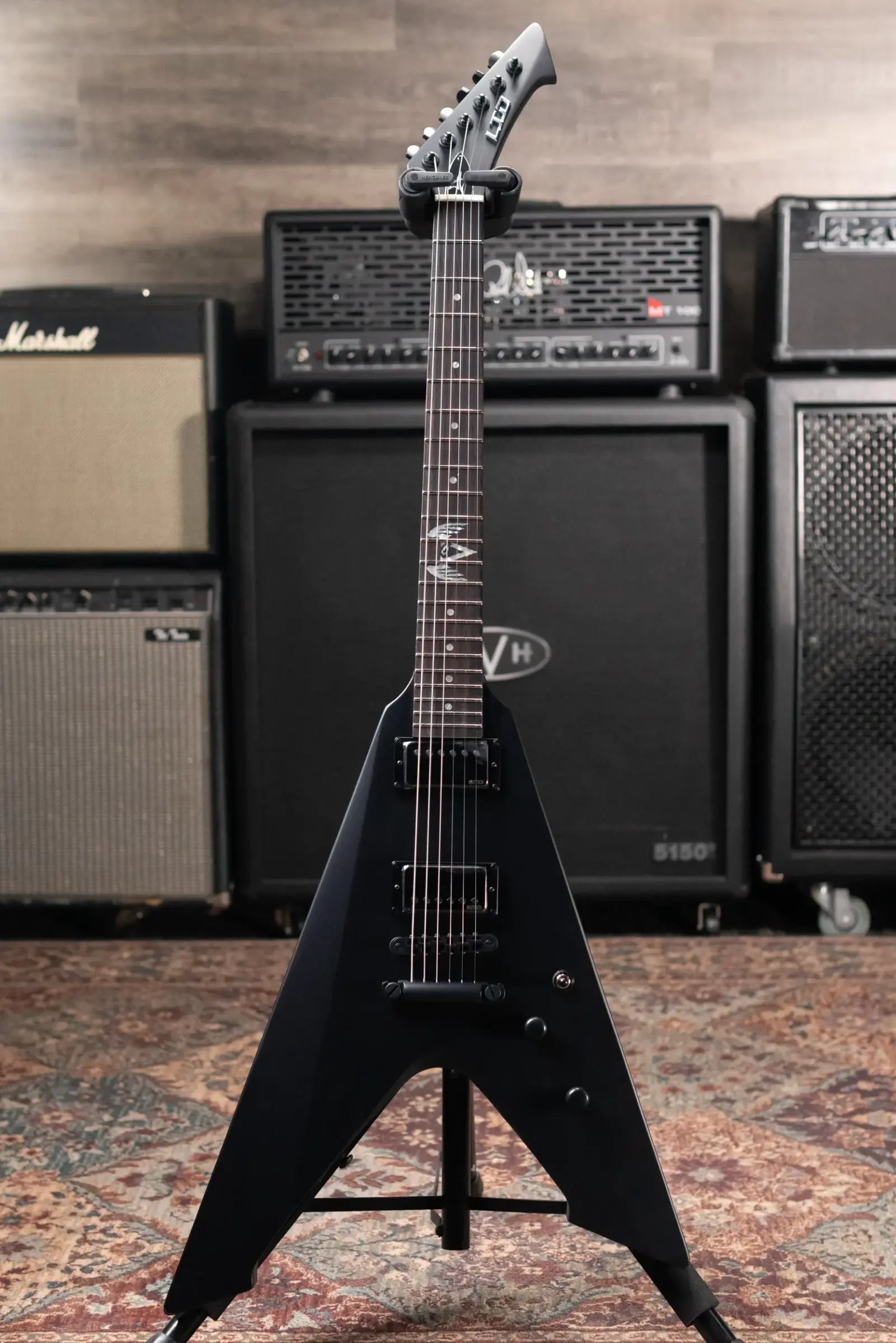 ESP LTD James Hetfield Signature Vulture Electric Guitar - Satin Black with Hardshell Case